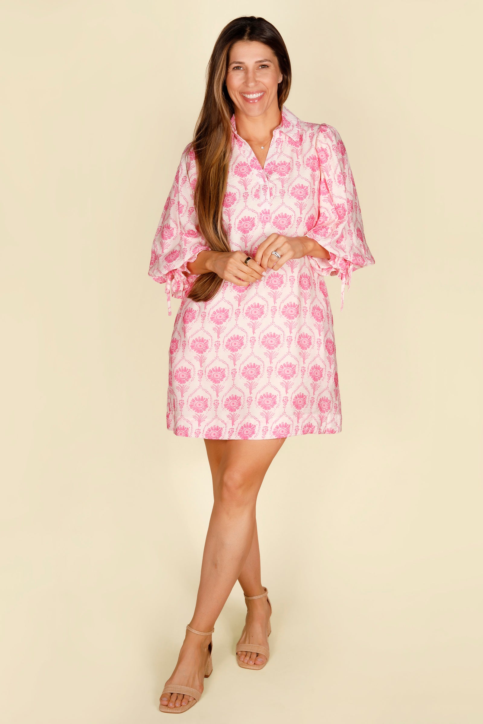 Pink Medallion Shift Dress