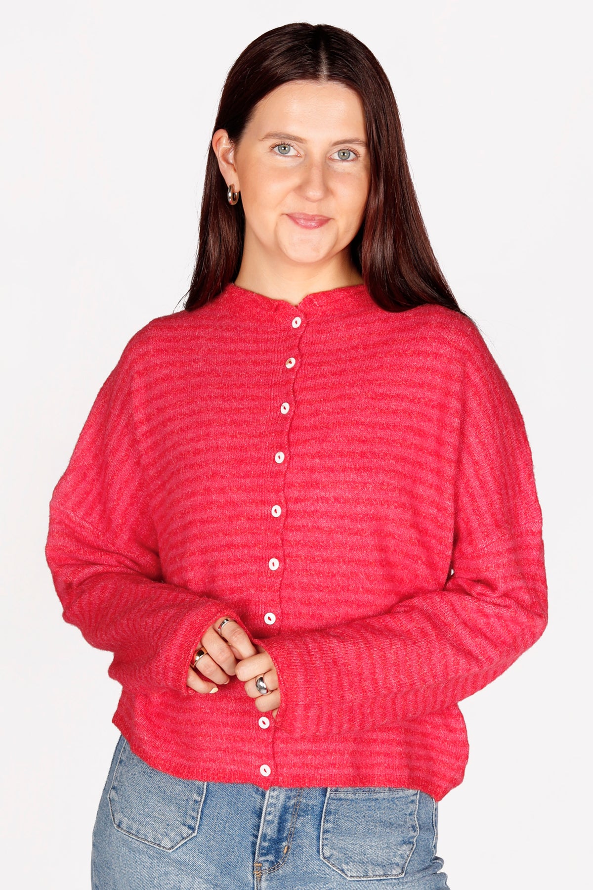 Piper Cherry Red Striped Cardigan
