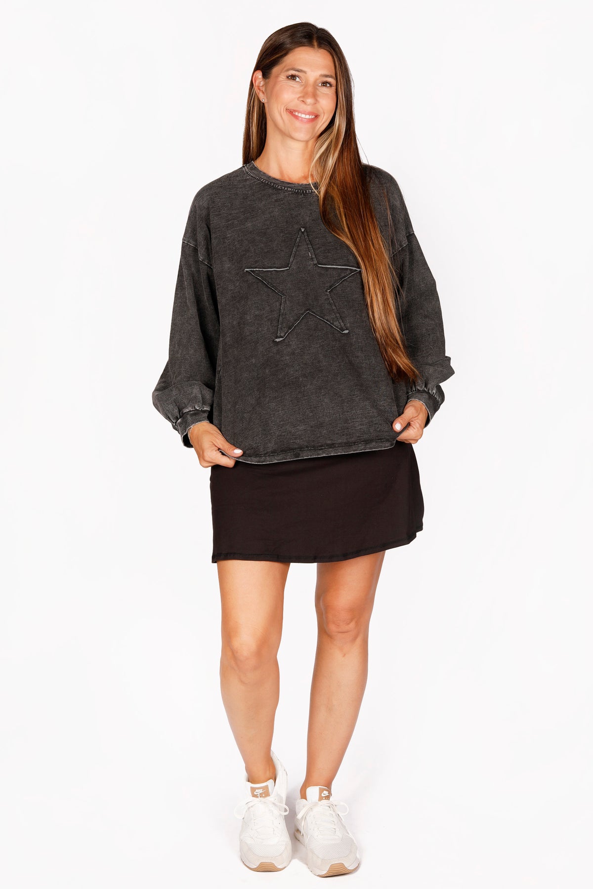 Black Distressed Star Top - FINALSALE