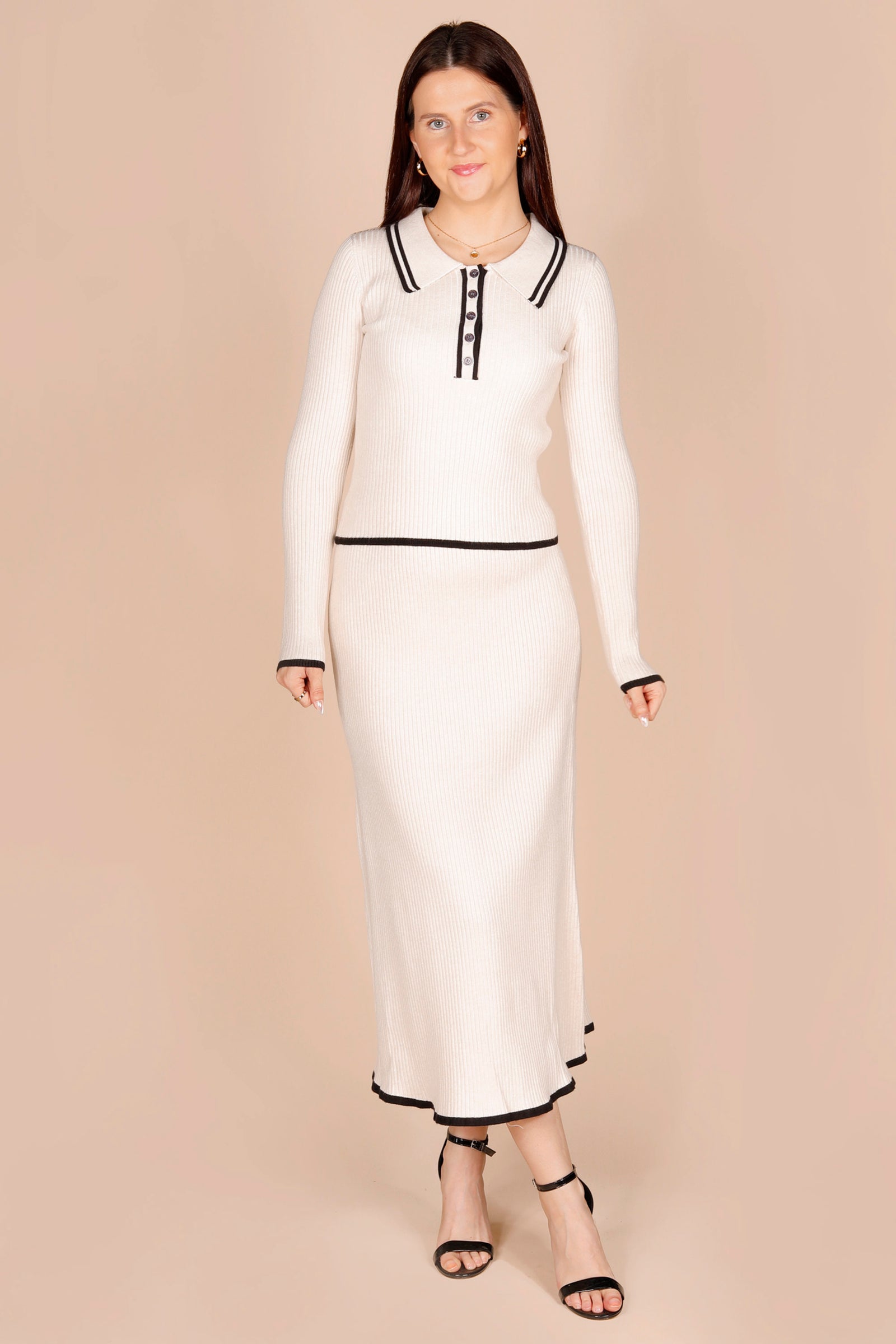 Lucia Cream Knit Midi Skirt - FINAL SALE