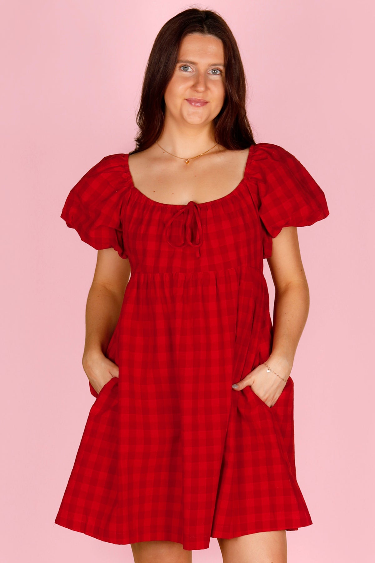 Red Plaid Mini Dress - FINAL SALE