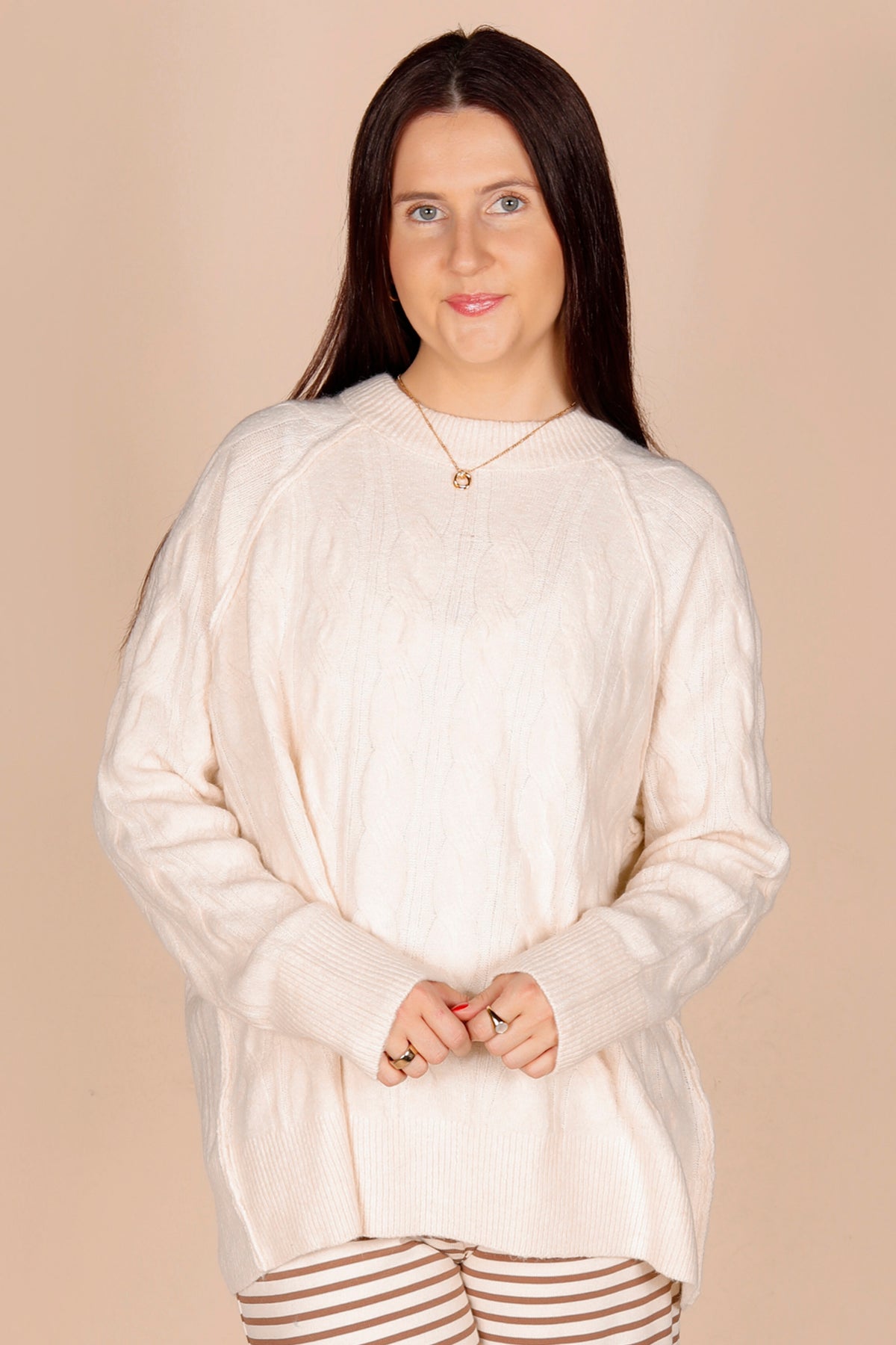 Darci Cream Cable Knit Sweater