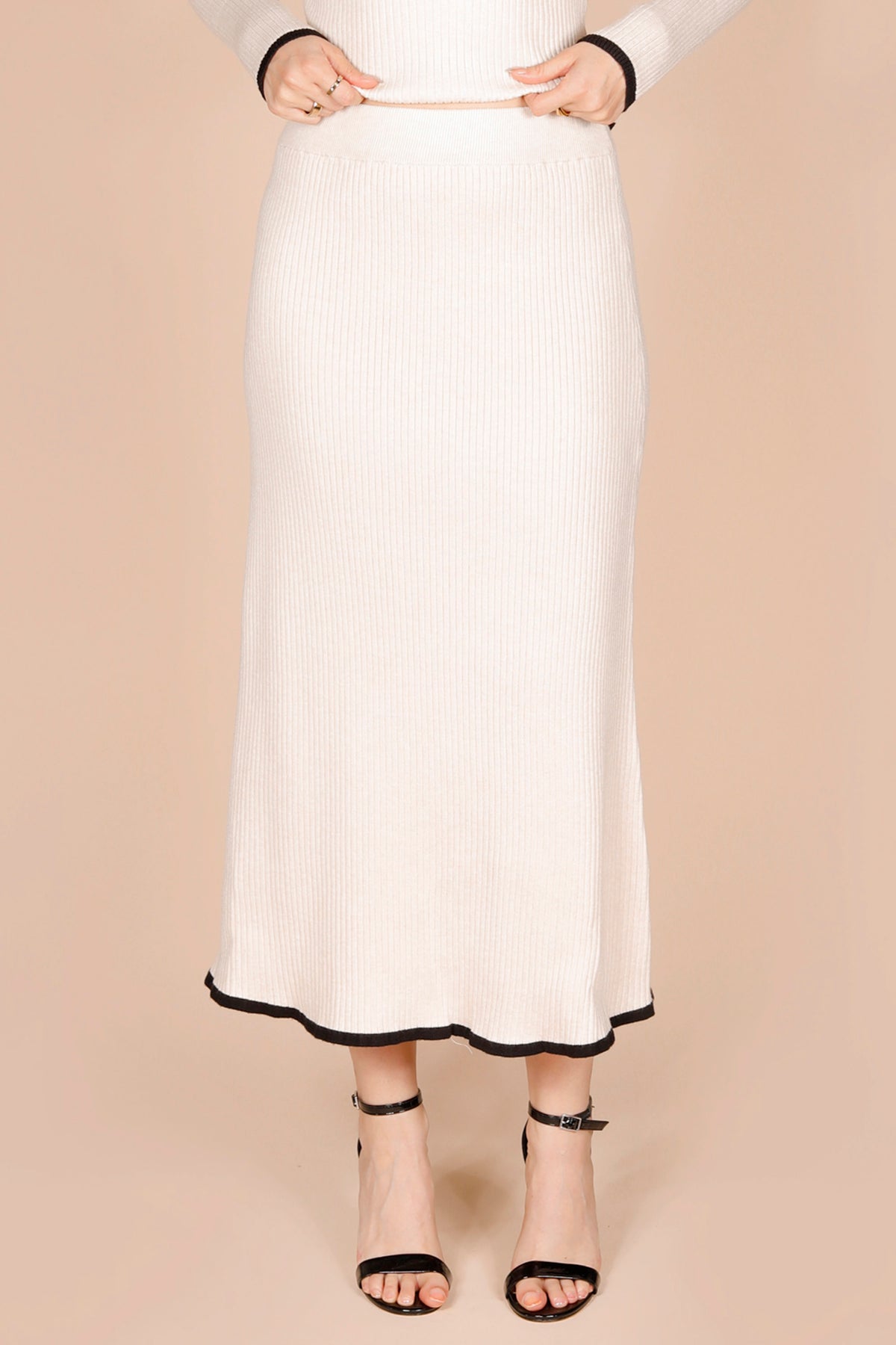 Lucia Cream Knit Midi Skirt - FINAL SALE