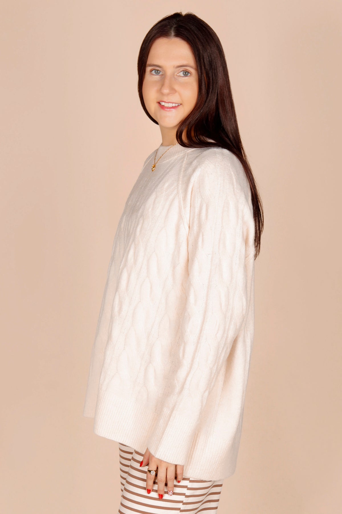 Darci Cream Cable Knit Sweater