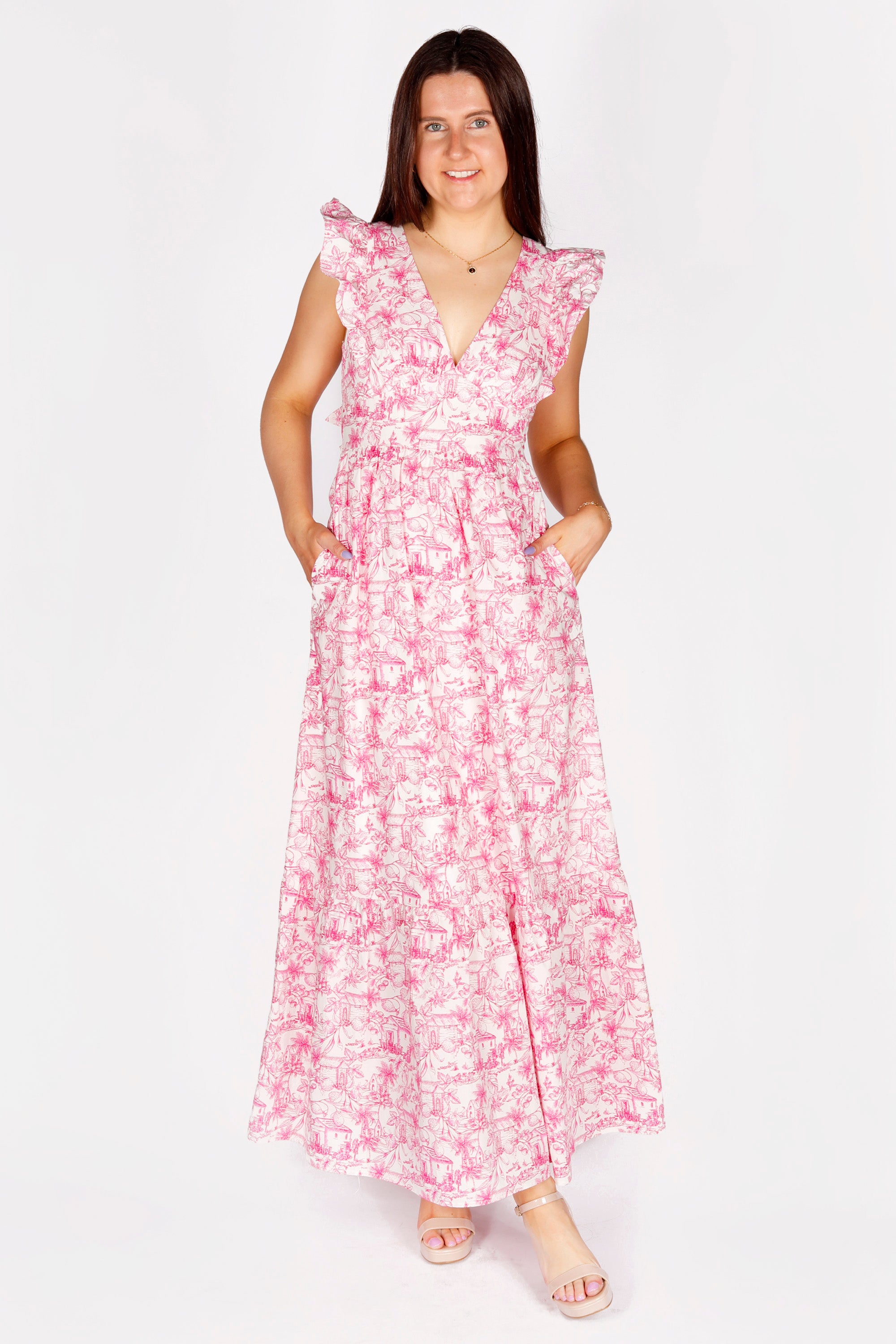 Pink Magnolia Ruffle Maxi Dress