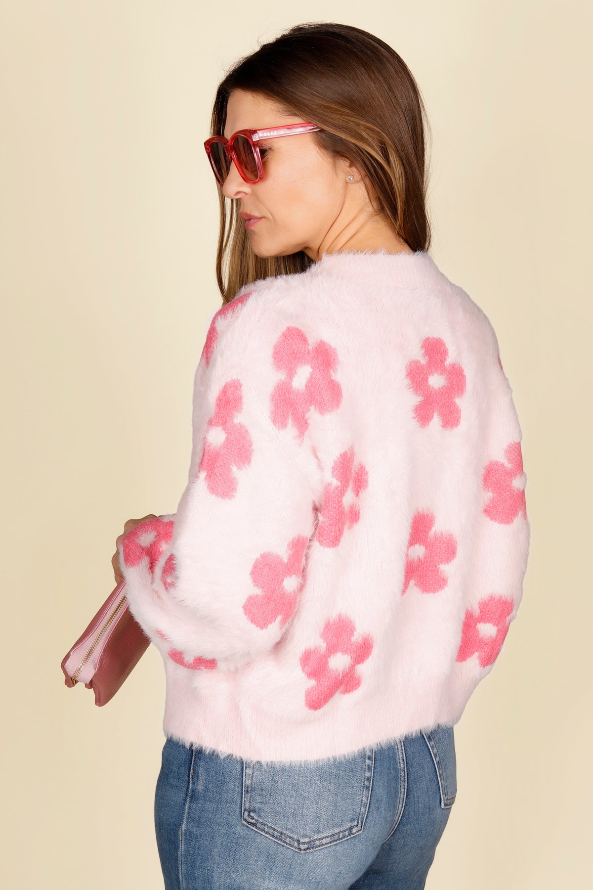 Poppy Pink Flower Cardigan