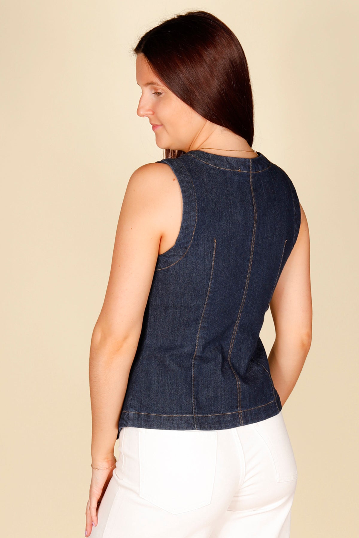 Dark Denim Drop Waist Vest - FINAL SALE