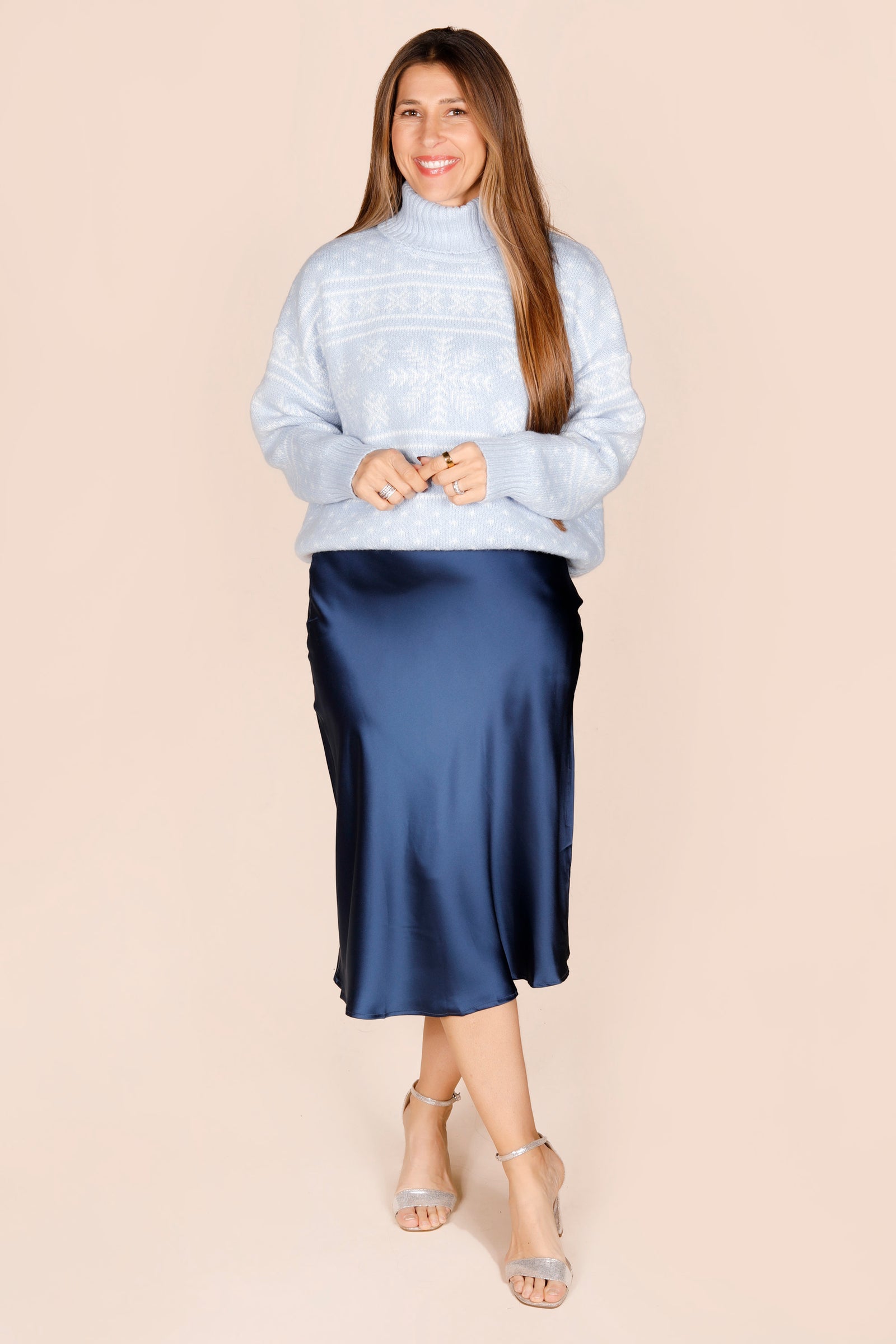 Sapphire Satin Midi Skirt