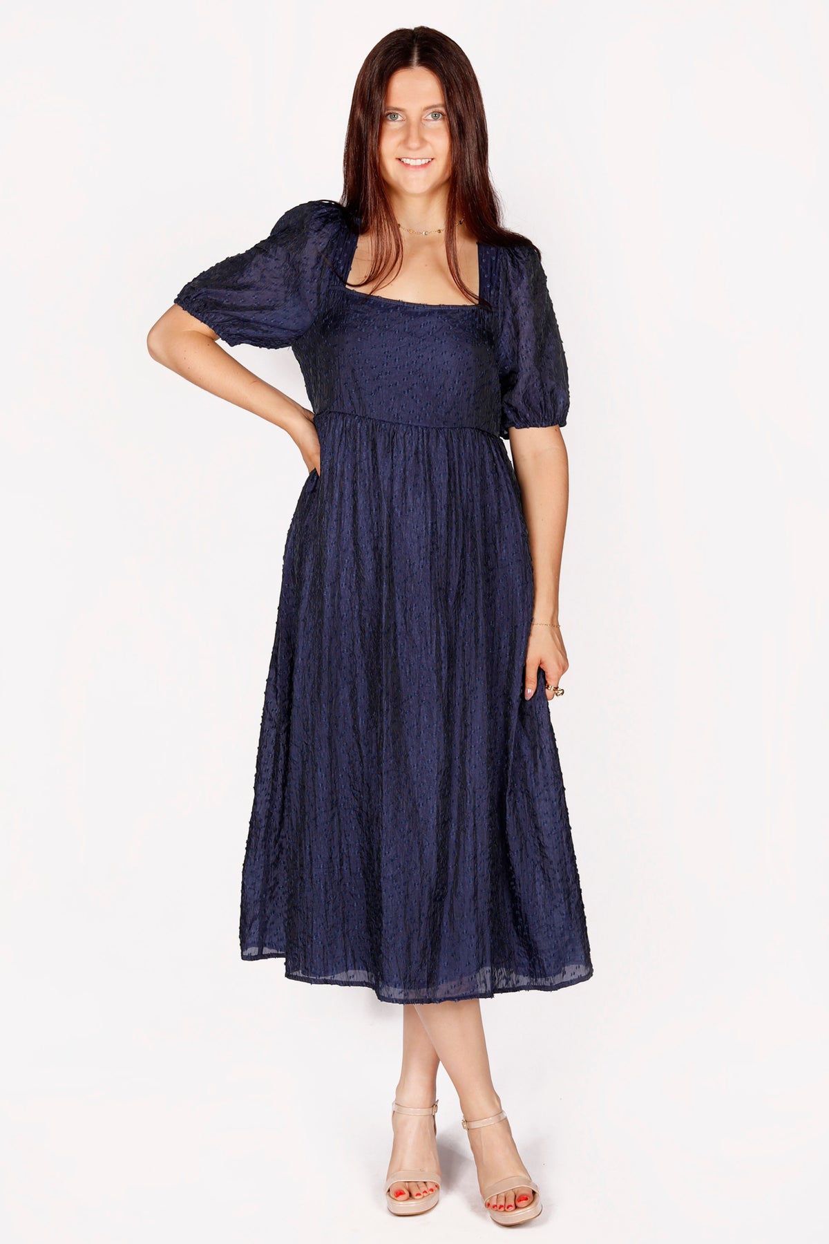 Maria Navy Midi Dress - FINAL SALE
