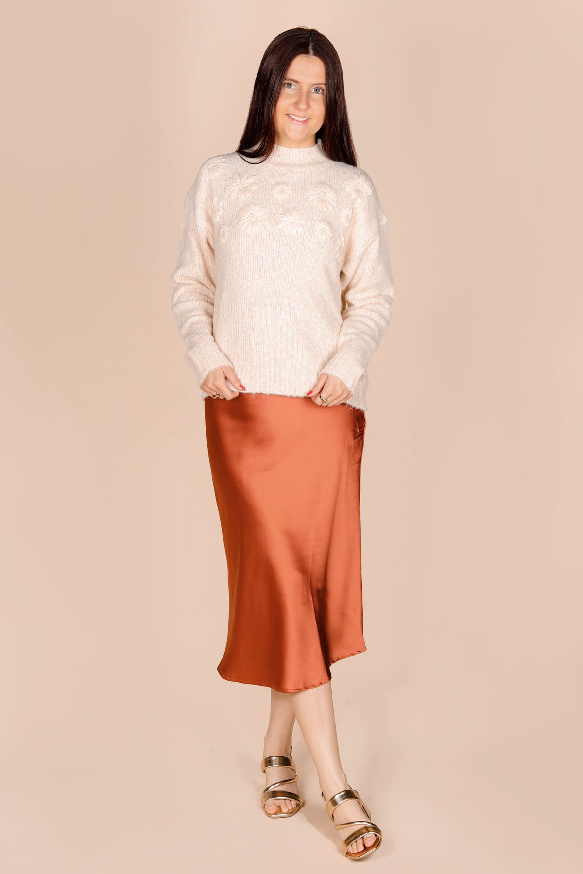 Copper Satin Midi Skirt - FINAL SALE