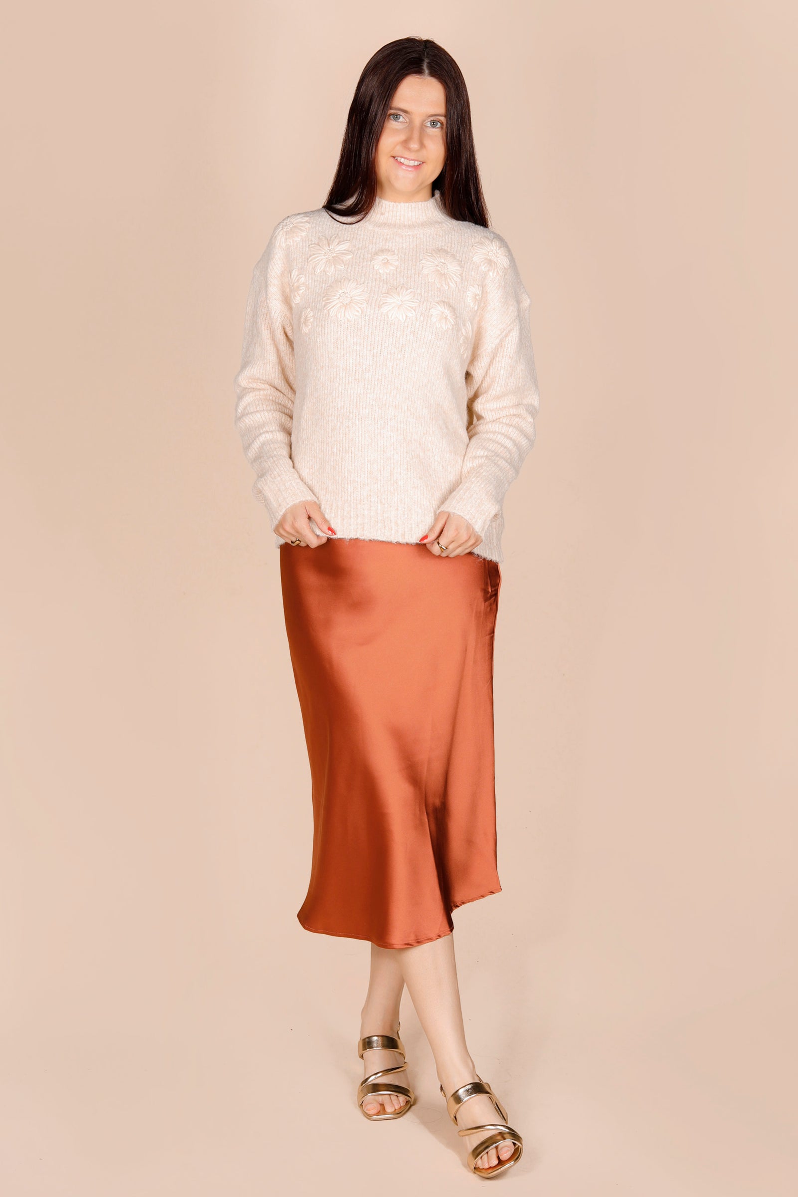 Copper Satin Midi Skirt - FINAL SALE