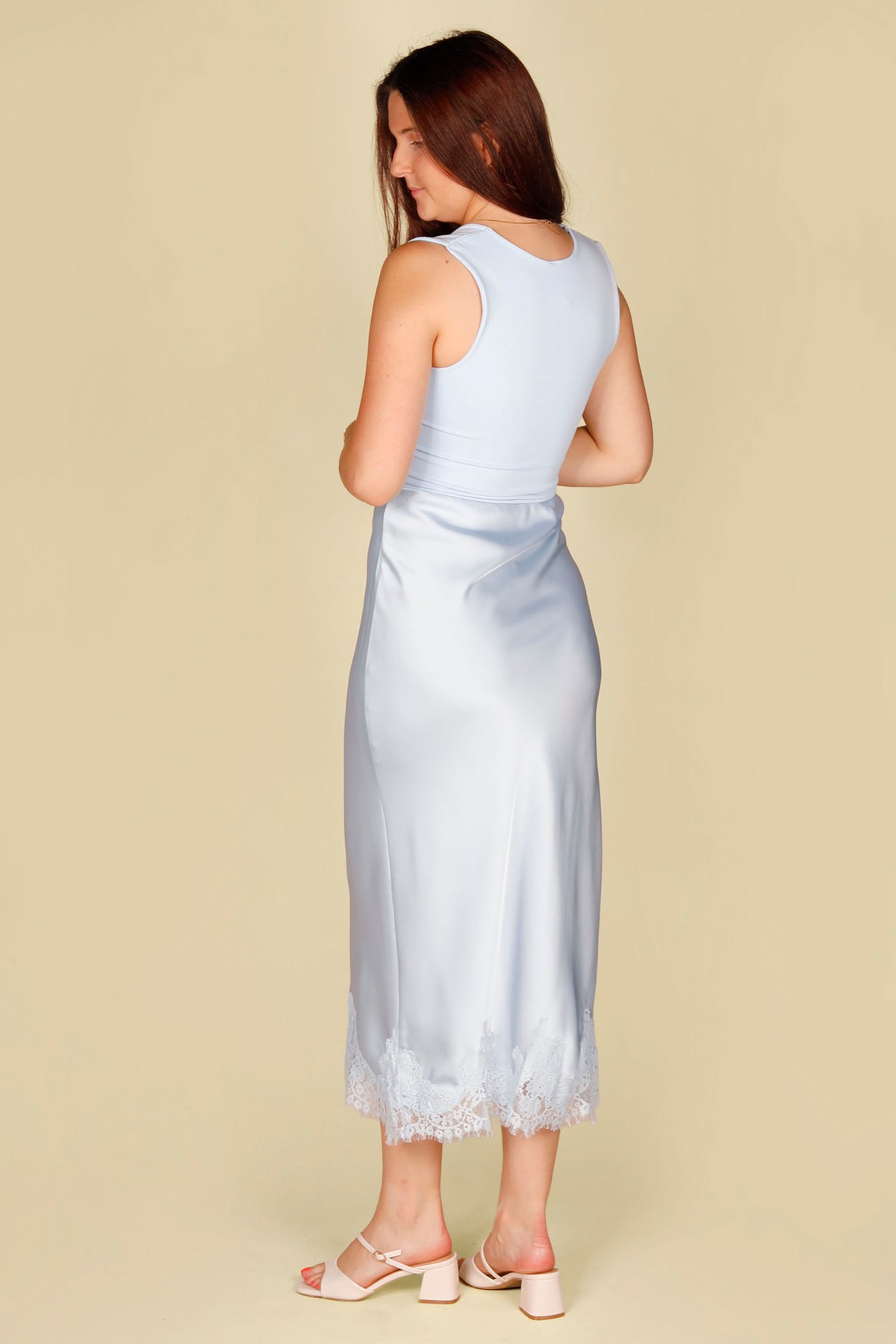 Light Blue Satin Skirt