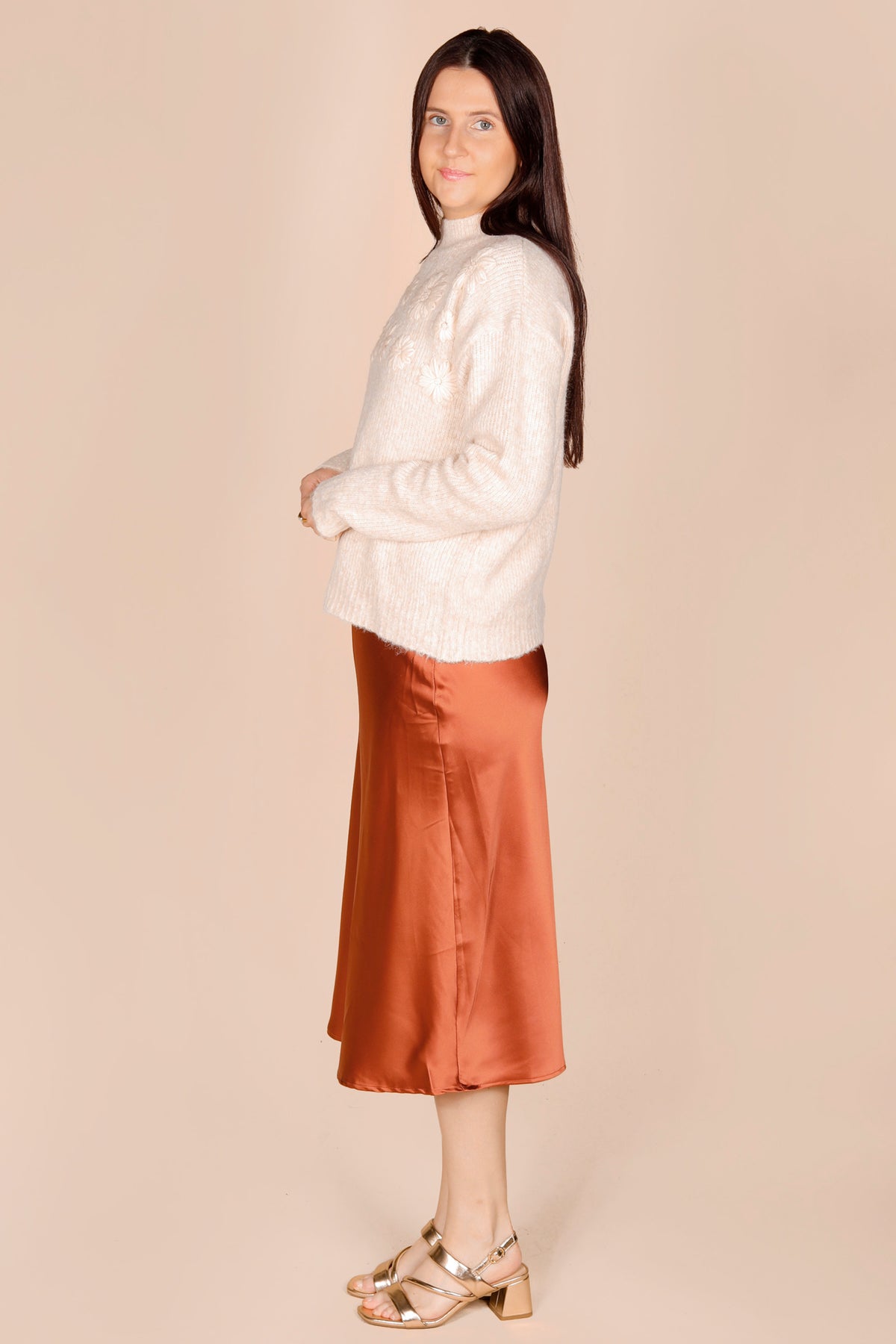 Copper Satin Midi Skirt - FINAL SALE
