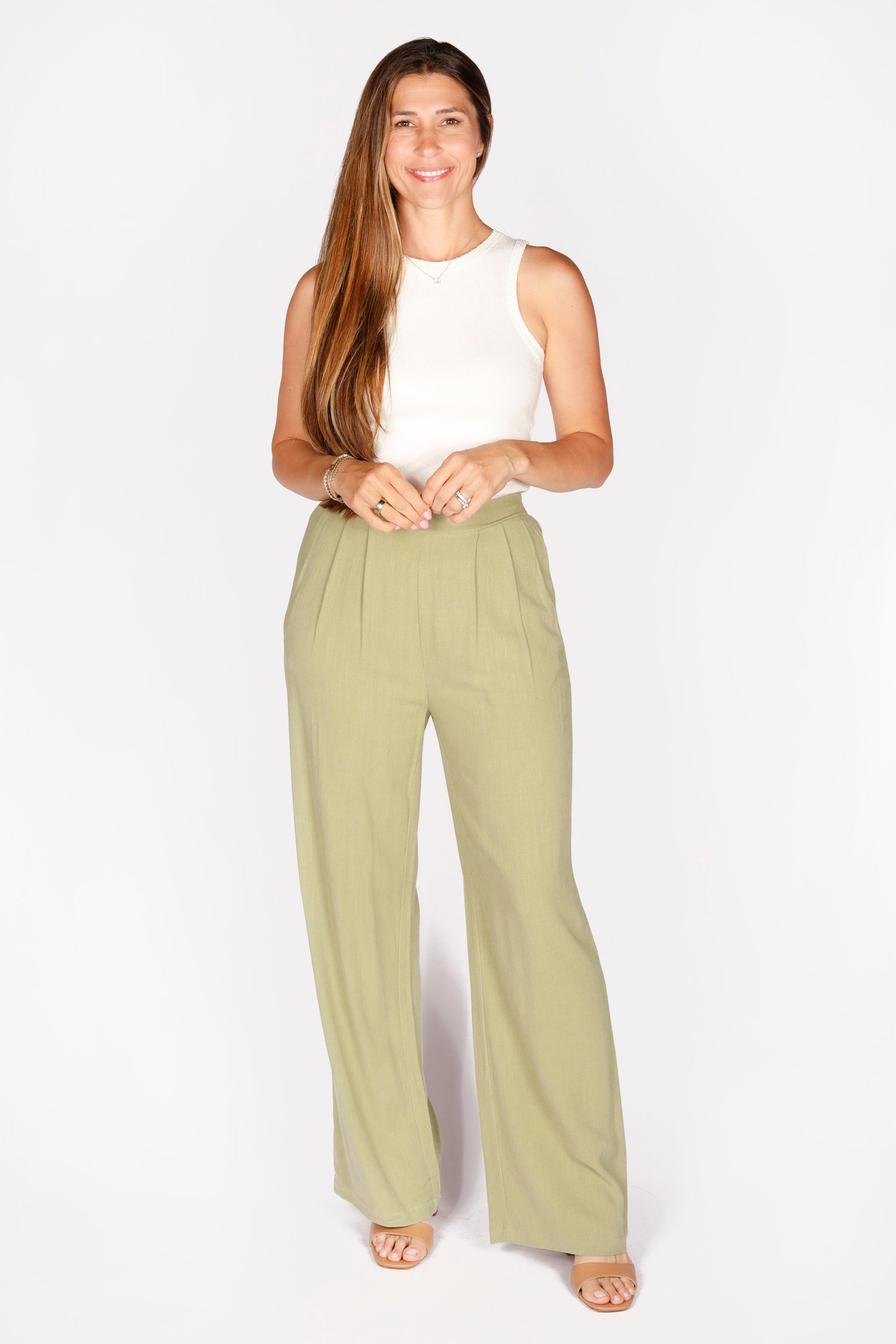 Emily Olive Linen Pants