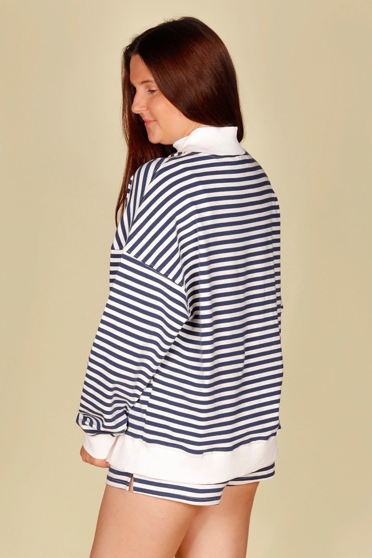 USA Navy Stripe Oversized Sweatshirt