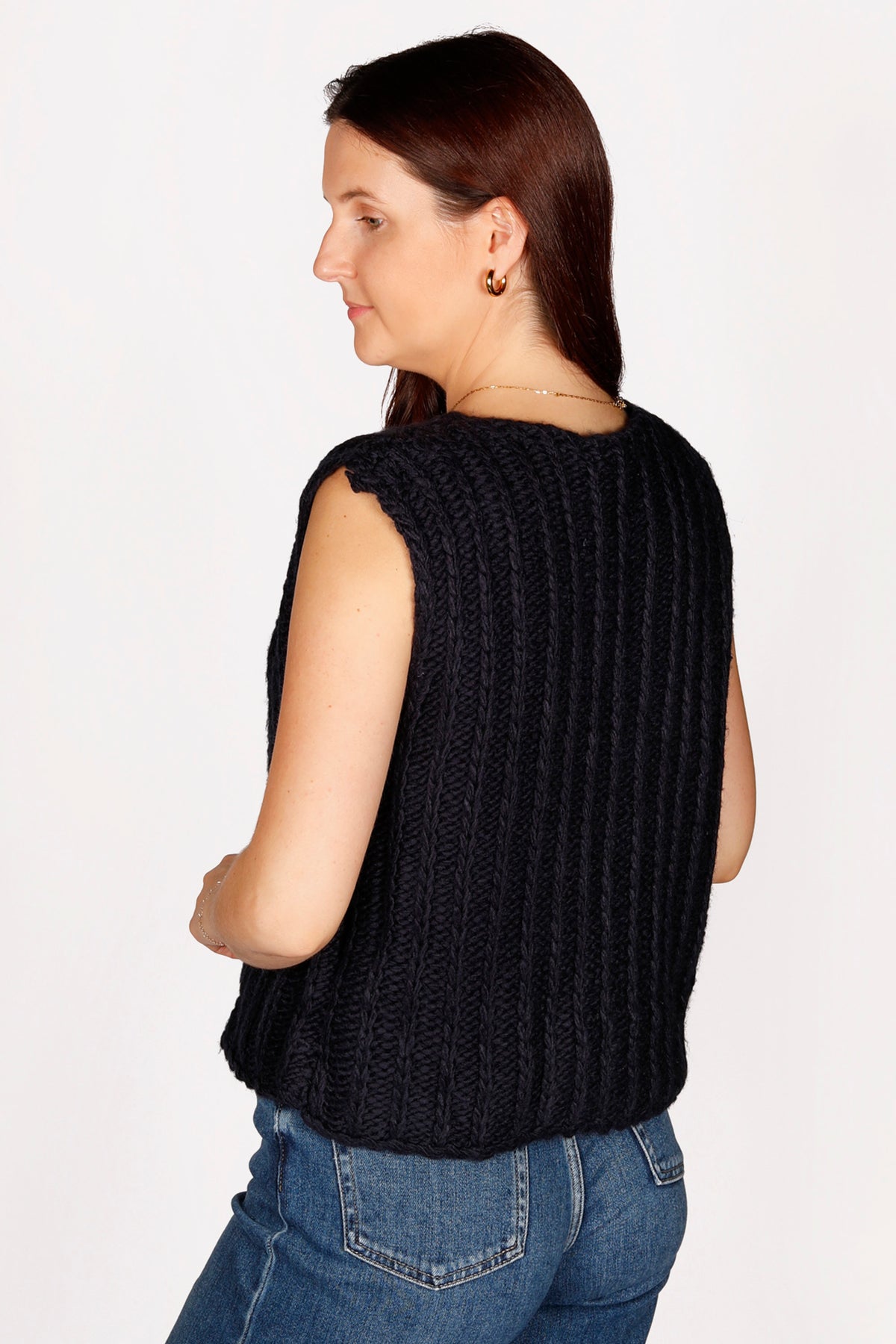 Navy Tie Chunky Sweater Vest - FINAL SALE