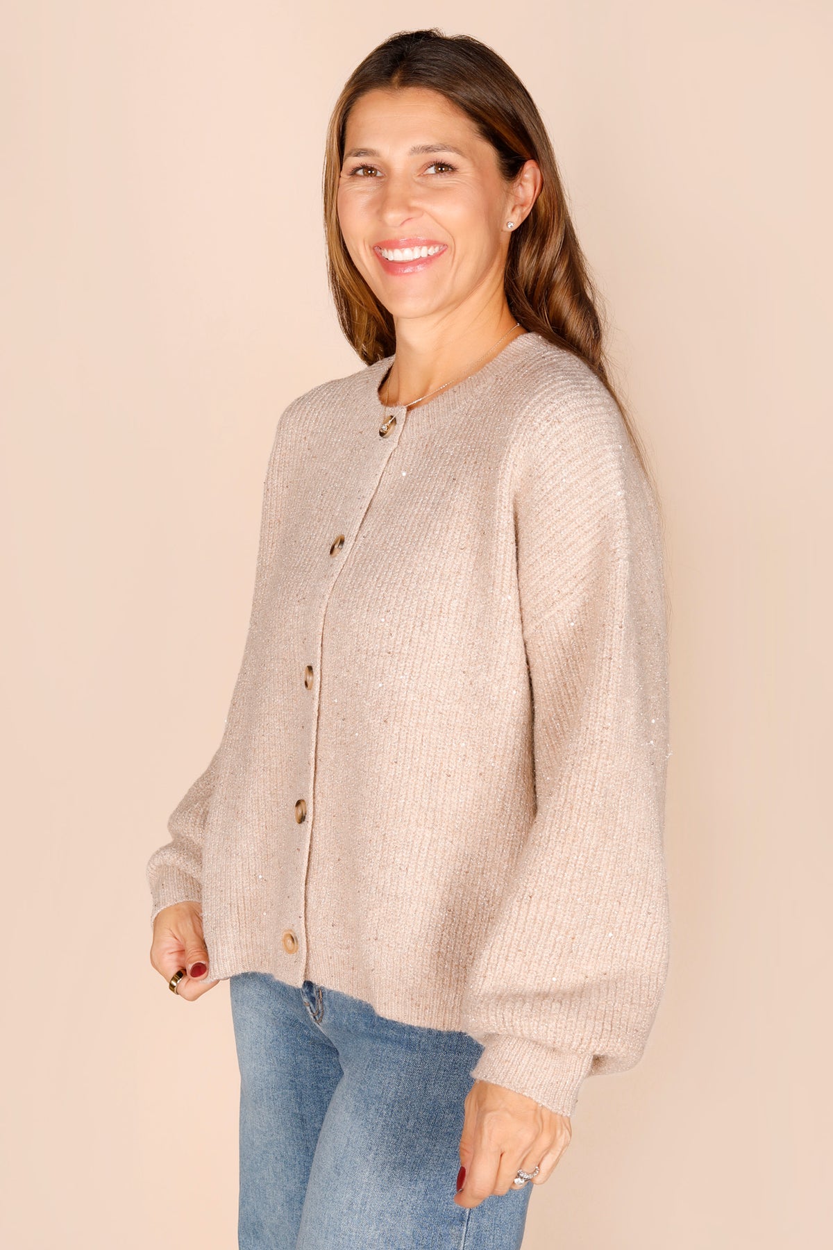 Shiloh Tan Sequined Cardigan