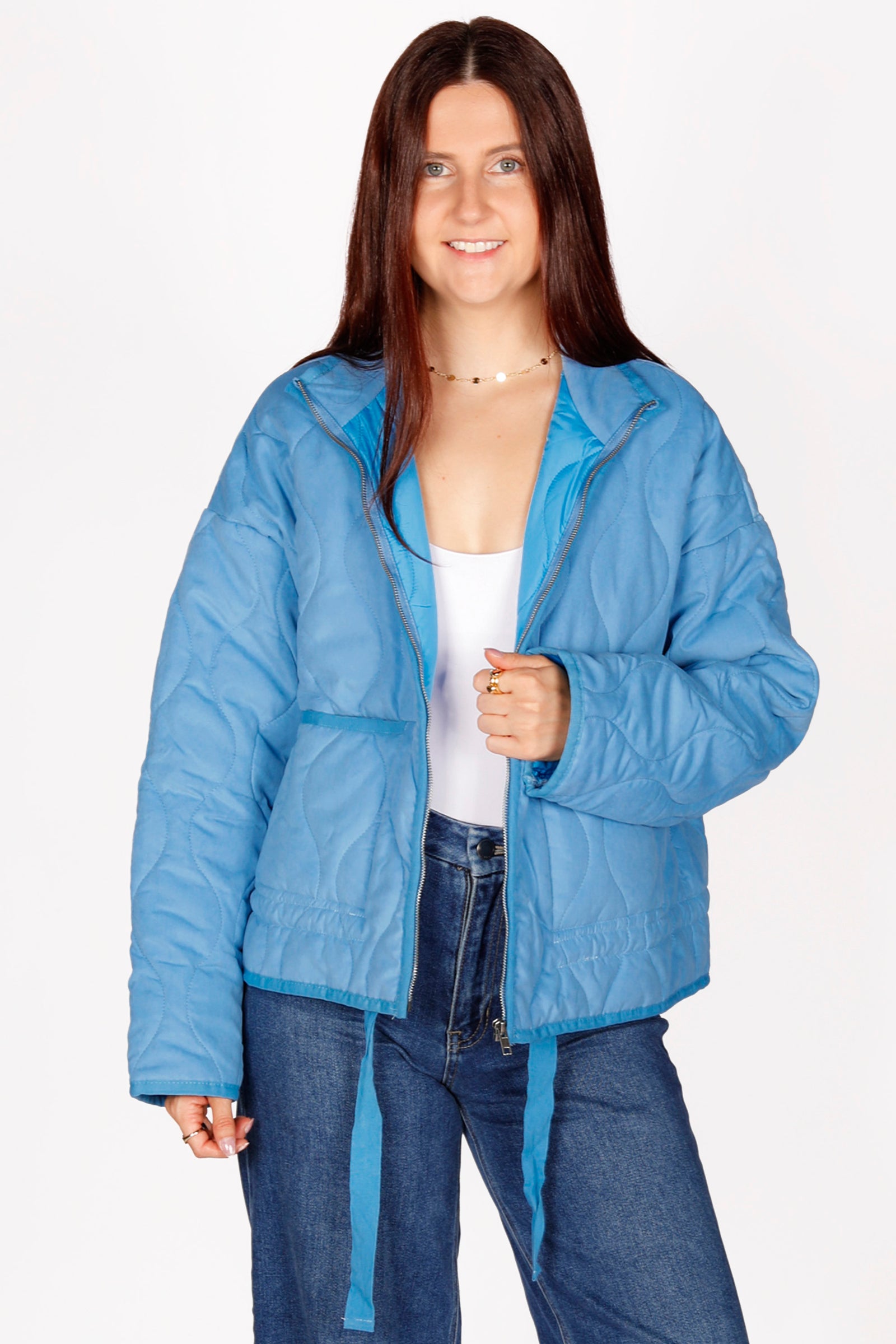 Isla Pale Blue Quilted Jacket - FINAL SALE