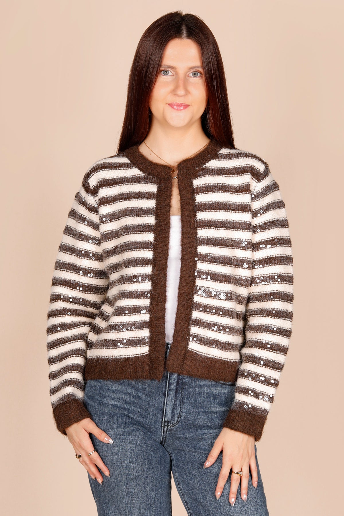 Coco &amp; Cream Shimmer Striped Cardigan