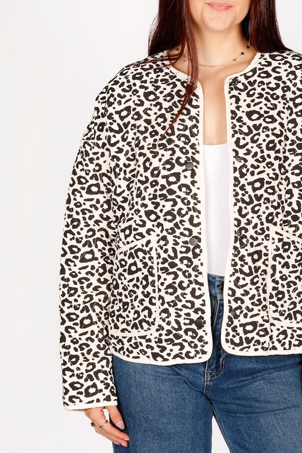 Cream Leopard Puffer Coat - FINAL SALE