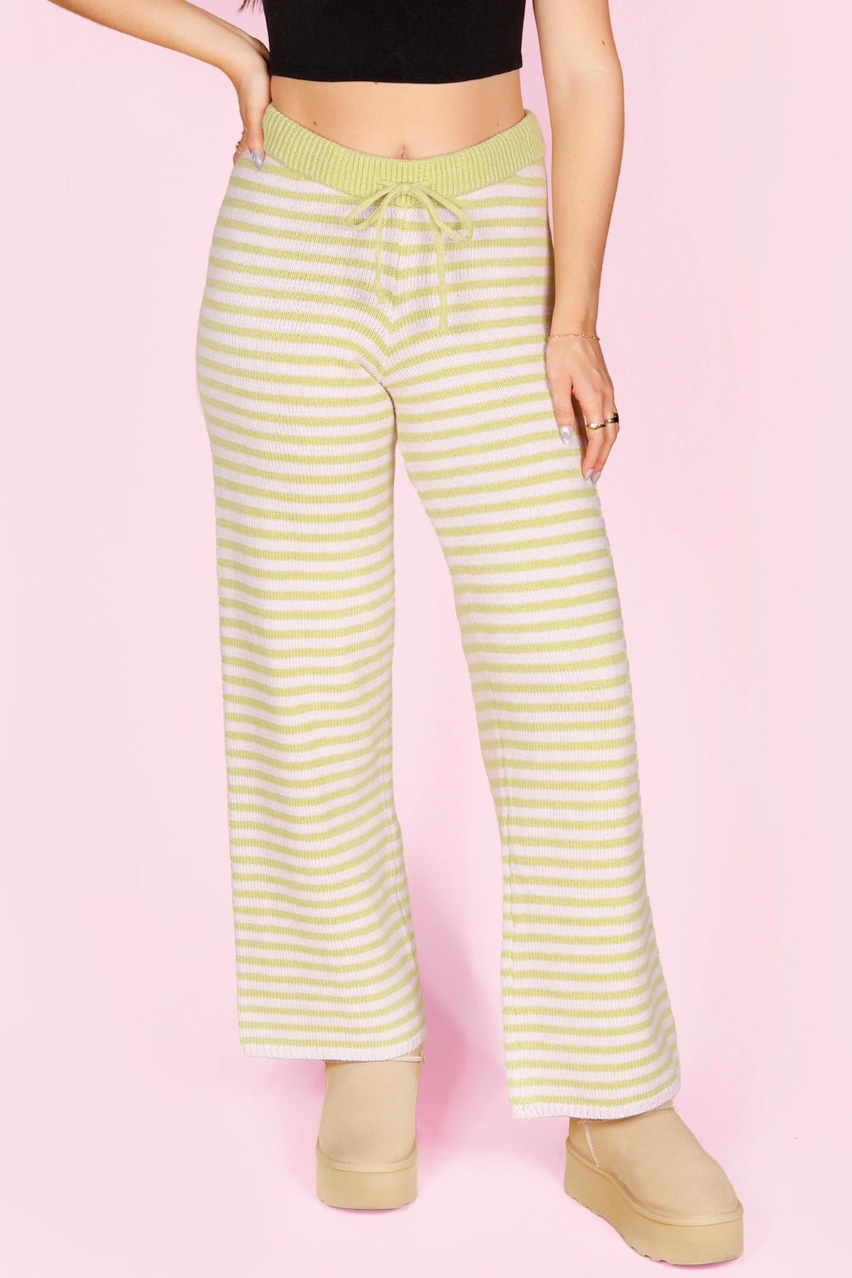 Lilac &amp; Lime Striped Knit Pants