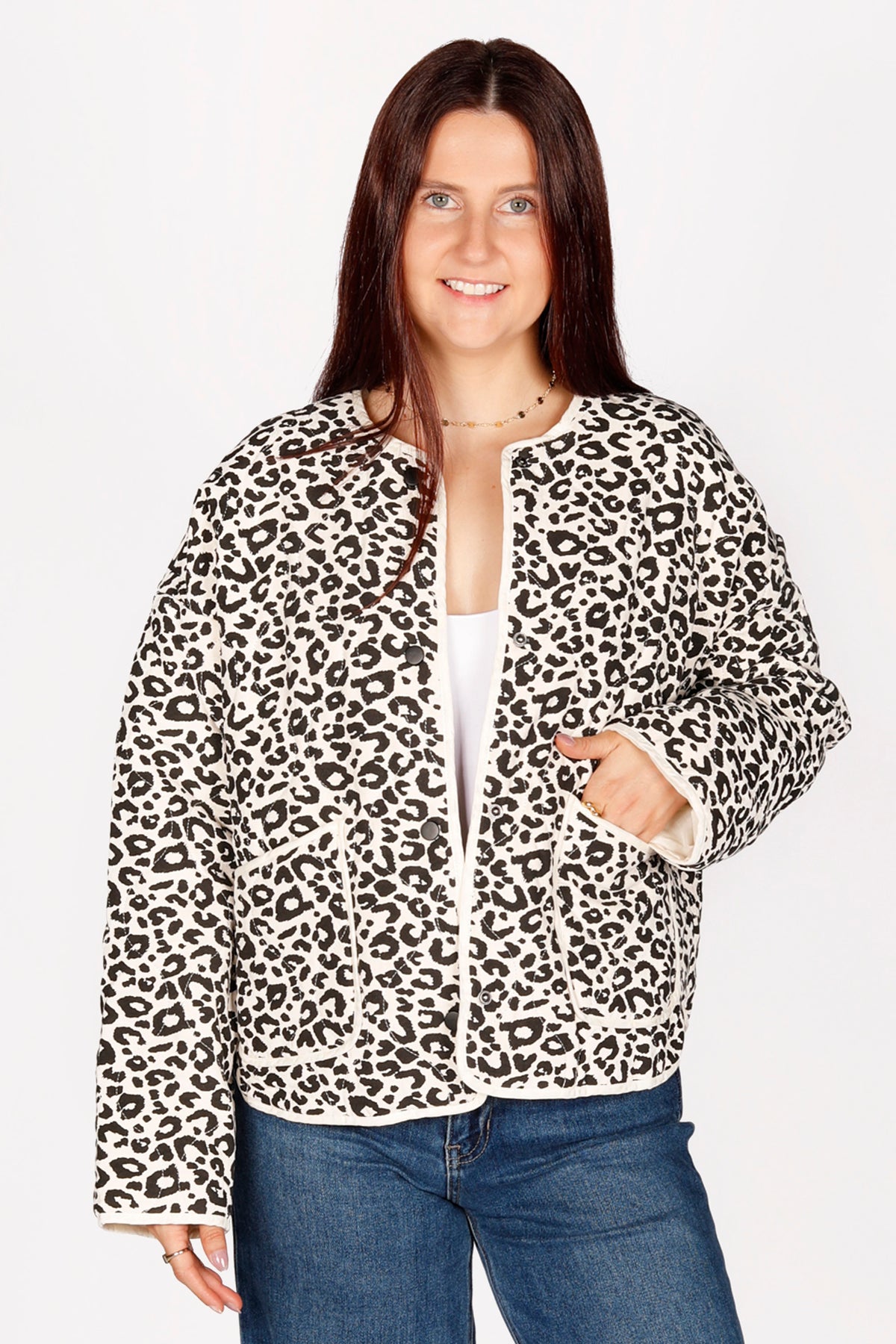Cream Leopard Puffer Coat - FINAL SALE