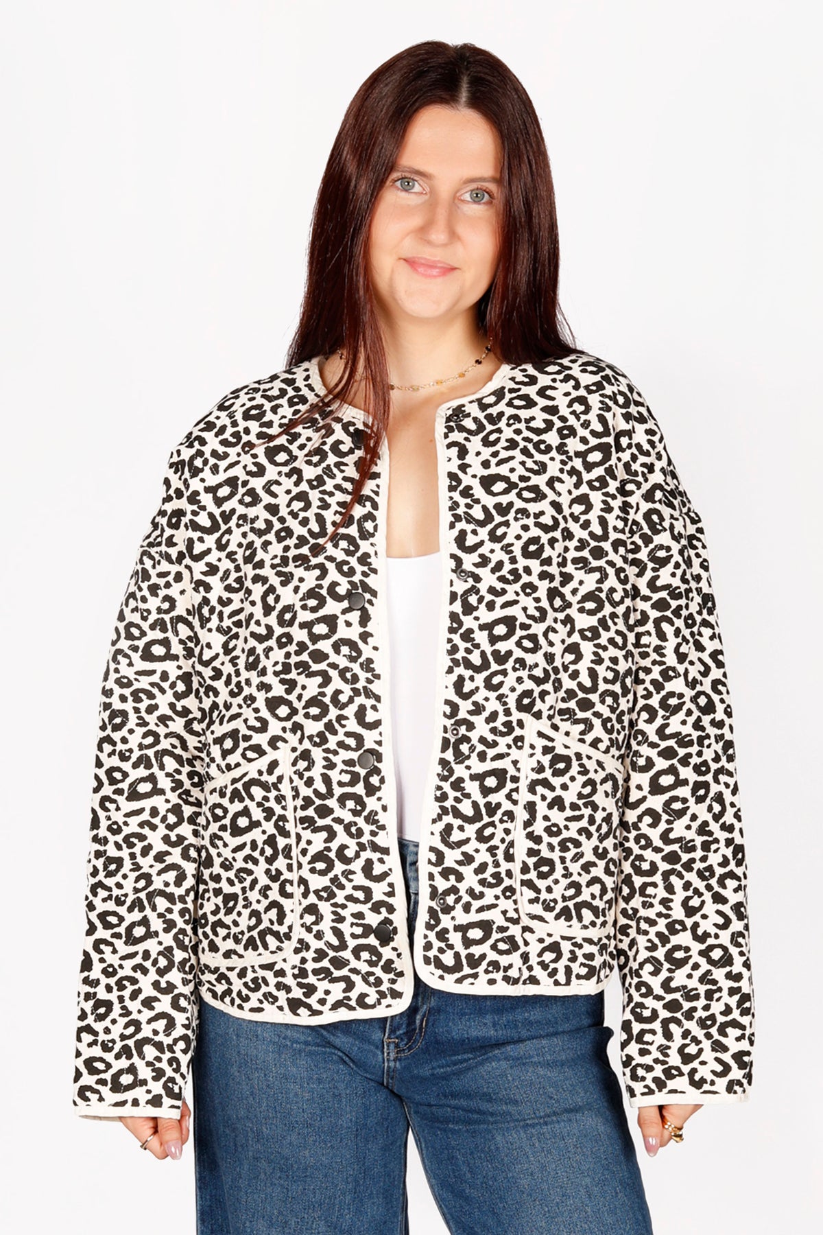 Cream Leopard Puffer Coat - FINAL SALE