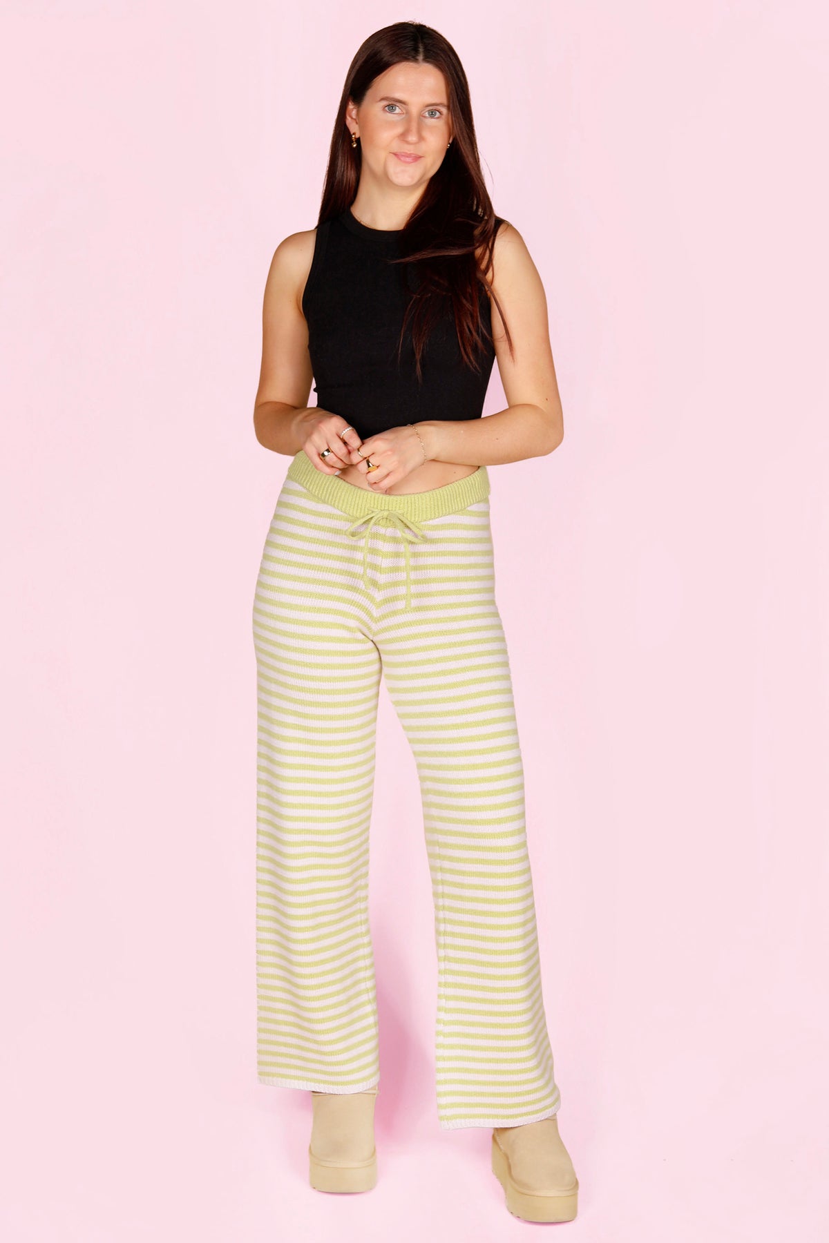 Lilac &amp; Lime Striped Knit Pants
