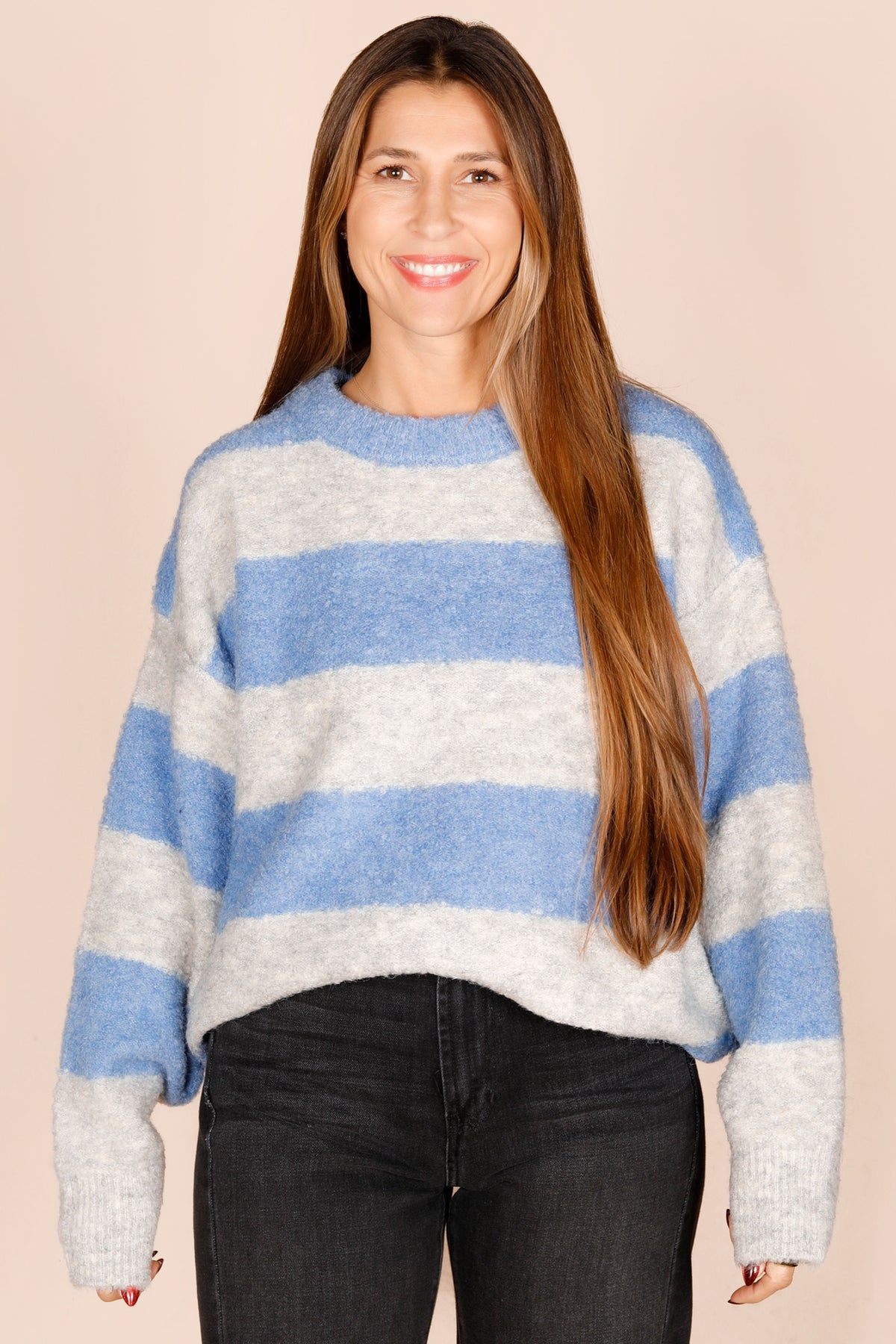 Blue &amp; Grey Striped Sweater