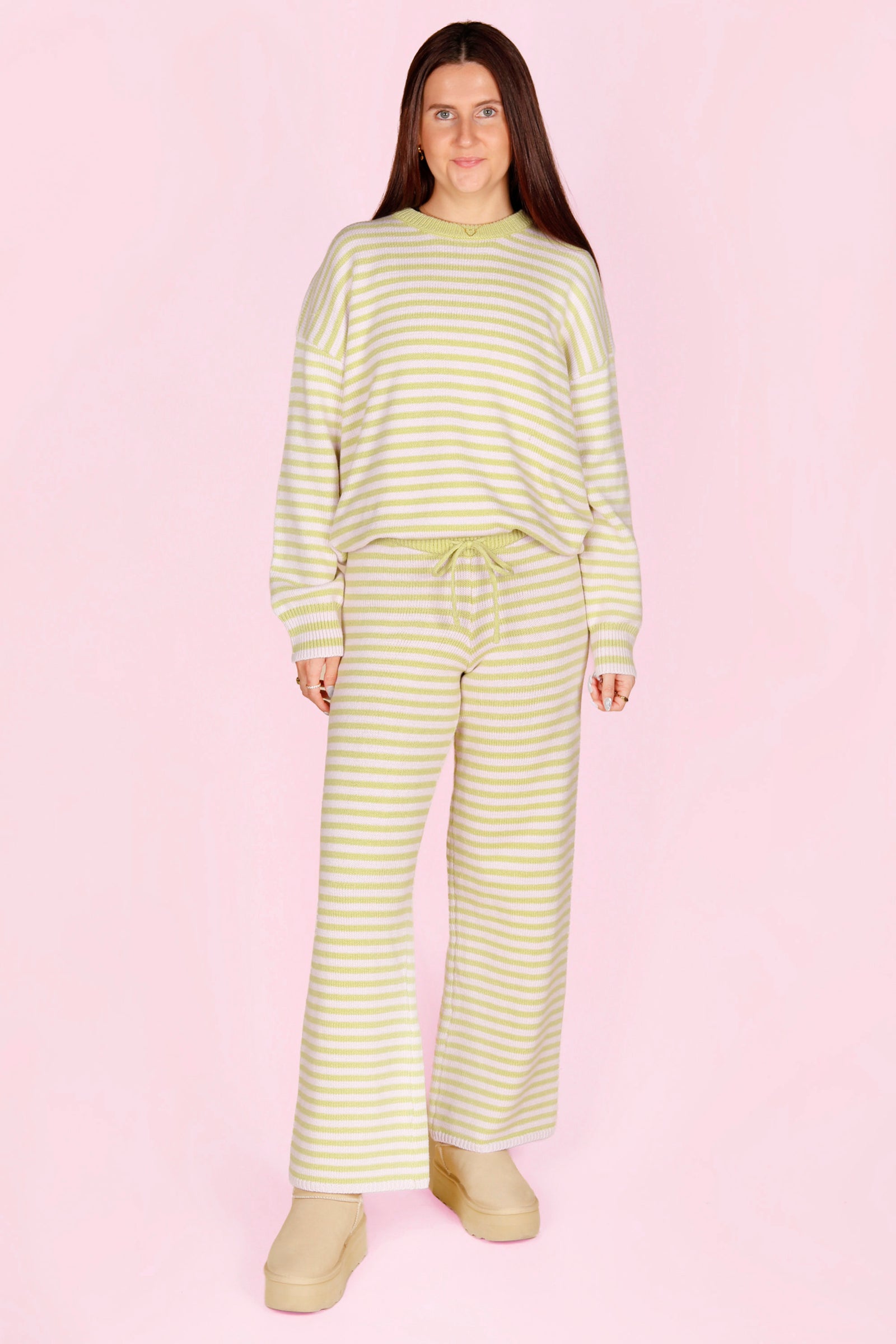 Lilac & Lime Striped Knit Pants
