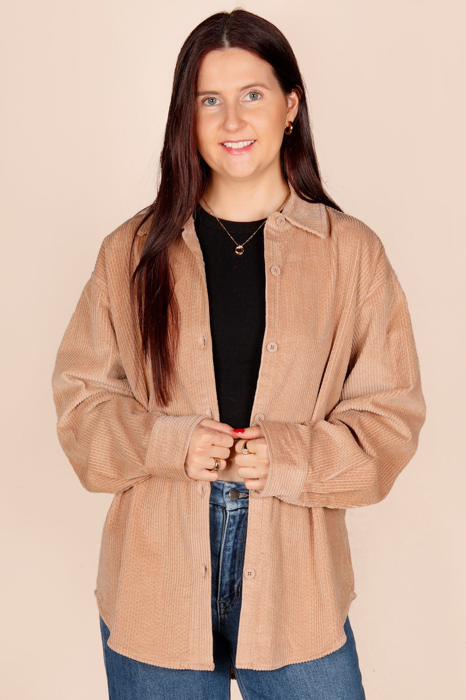 Hannah Taupe Corduroy Shacket
