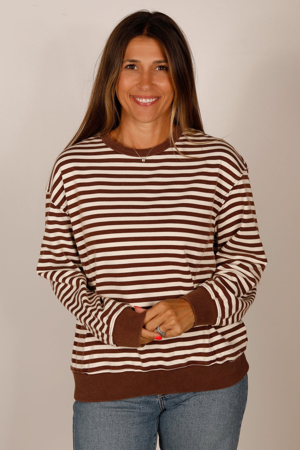 Savannah Brown Stripe Crewneck