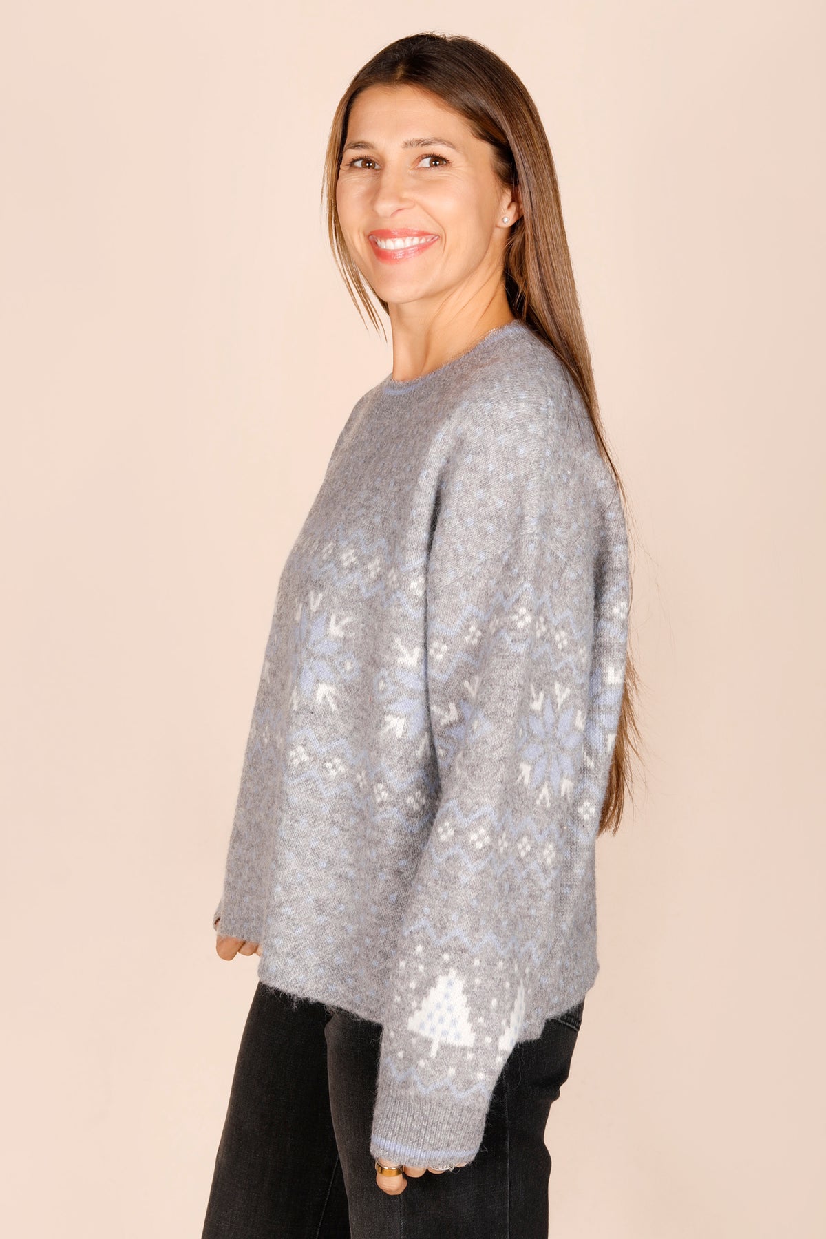 Snowflake Grey &amp; Blue Sweater - FINAL SALE
