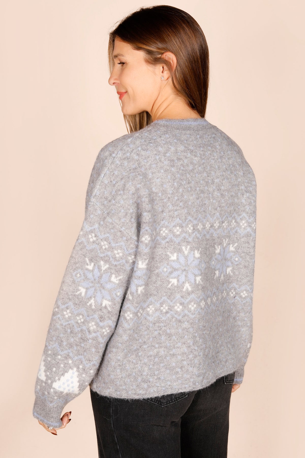 Snowflake Grey &amp; Blue Sweater - FINAL SALE