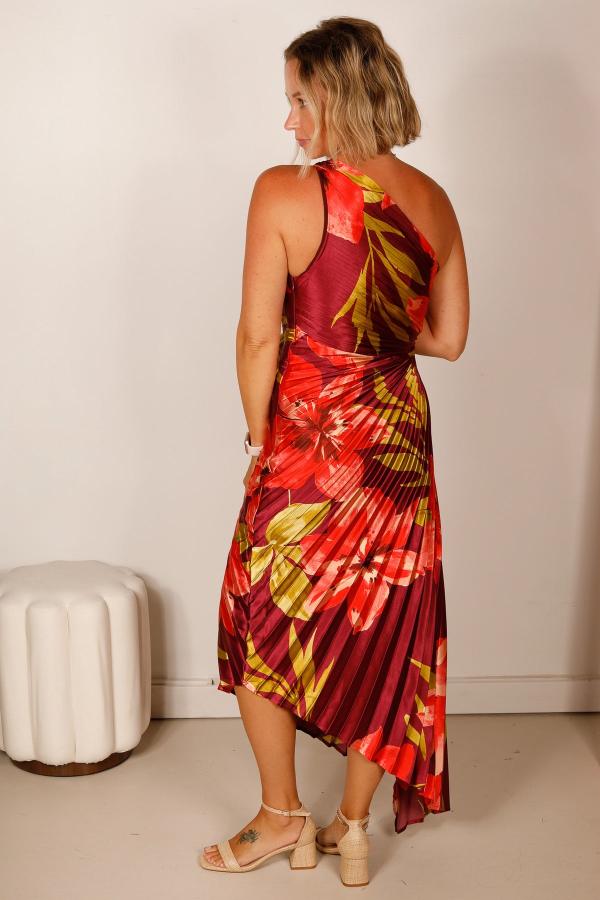 Hibiscus Plum Asymmetrical Maxi Dress