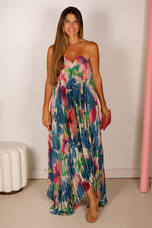 Lapis Bloom Shimmer Maxi Dress - FINAL SALE