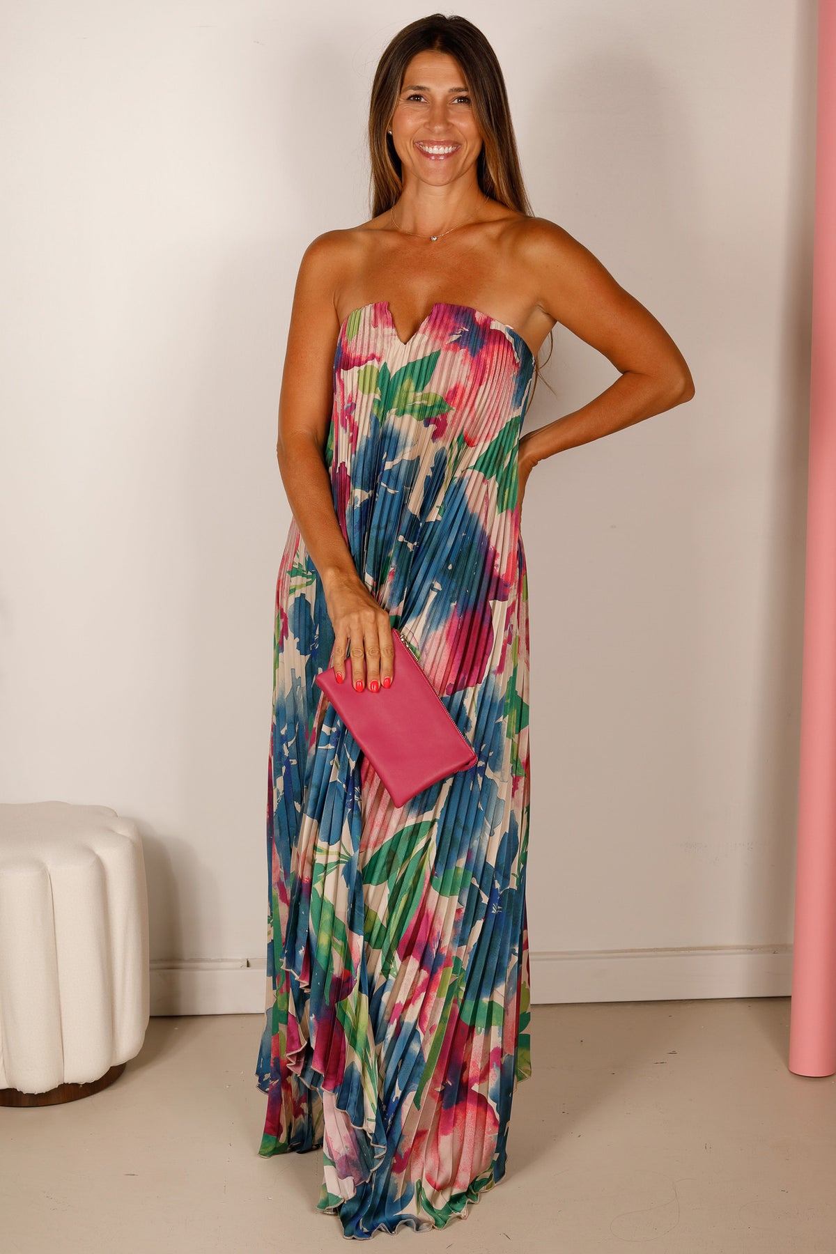 Lapis Bloom Shimmer Maxi Dress