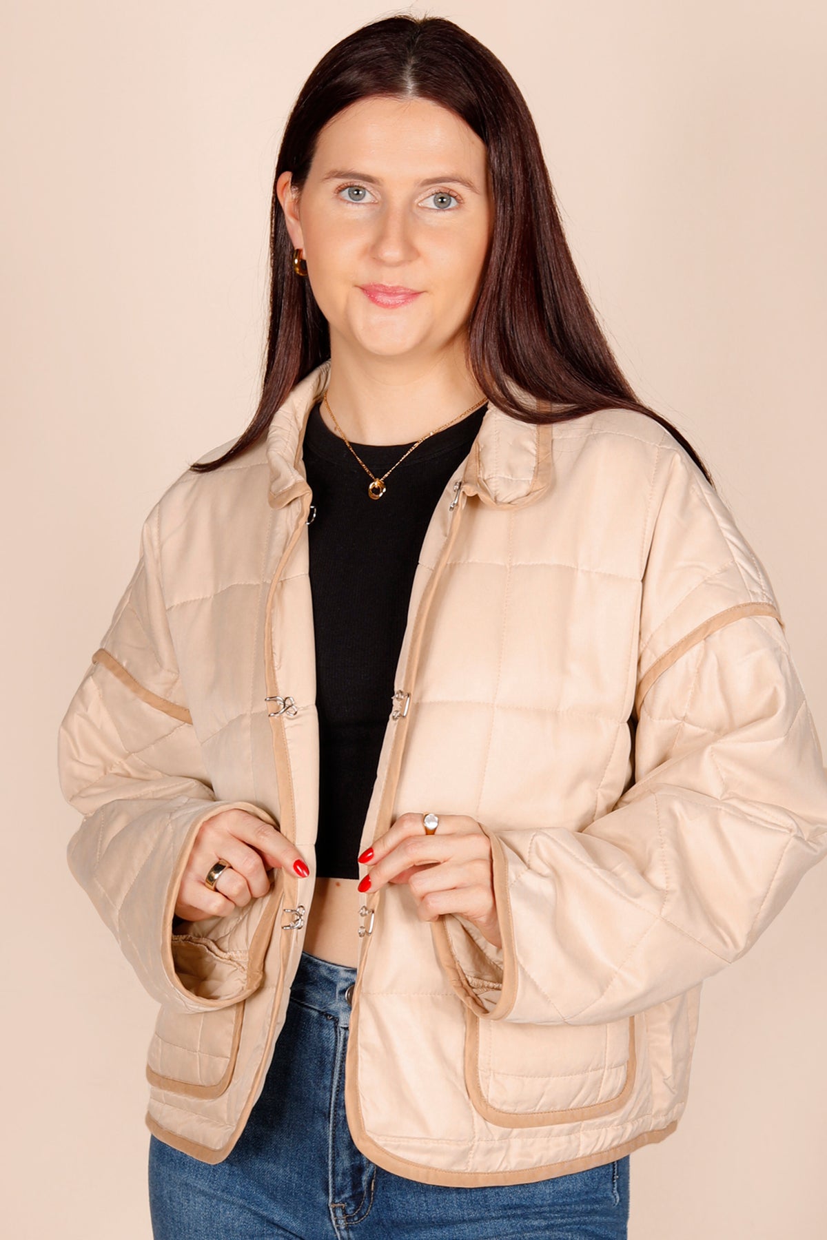 Beige Quilted Jacket