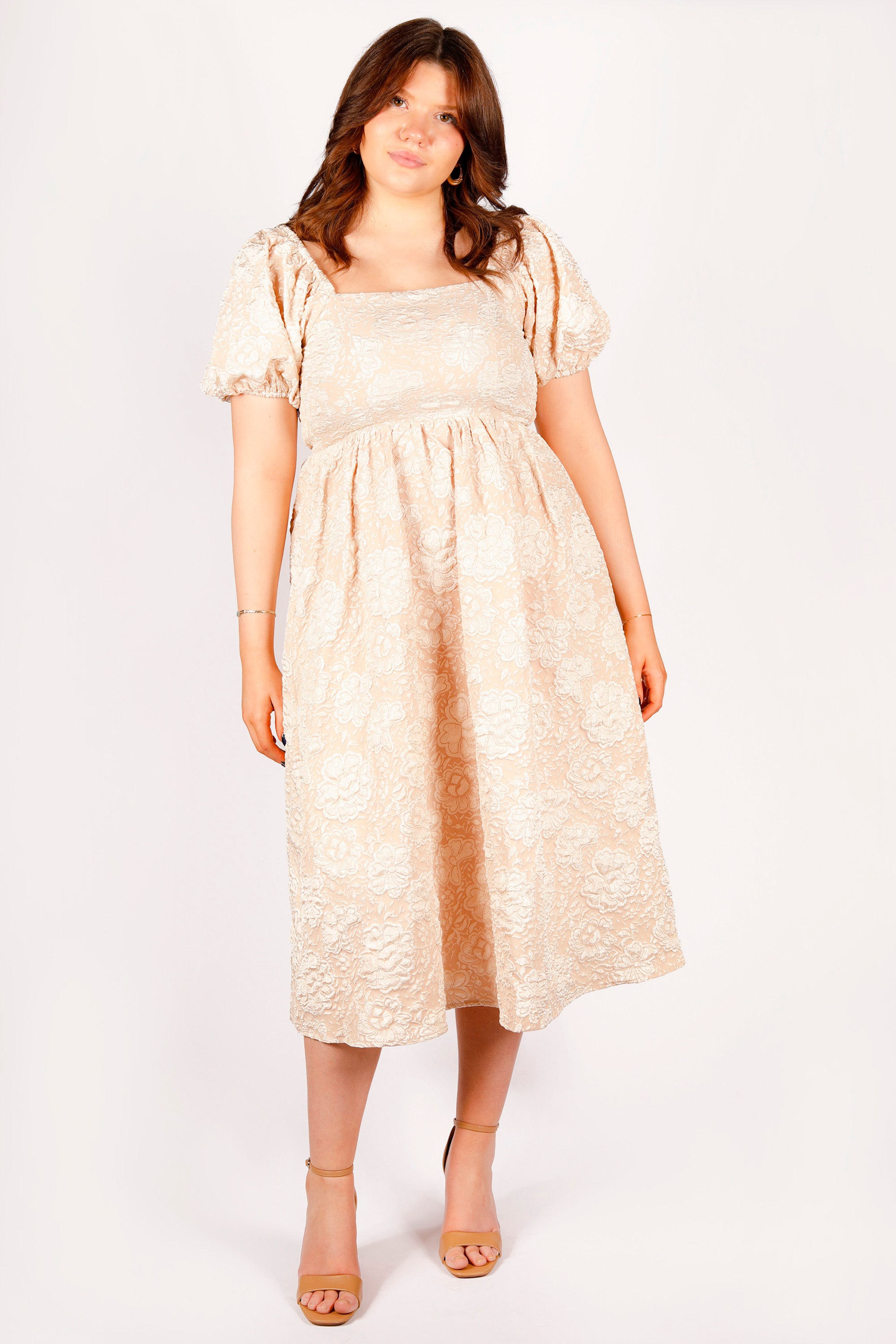 Ivory Puff Sleeve Midi Dress - FINAL SALE