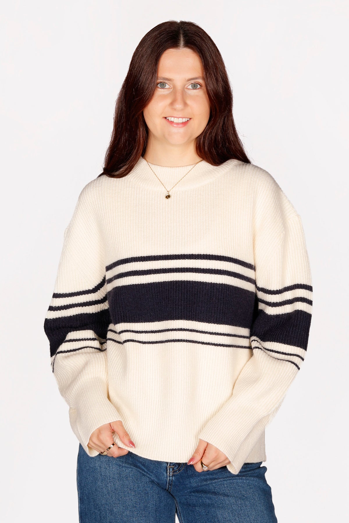 Evan Cream &amp; Navy Sweater - FINAL SALE