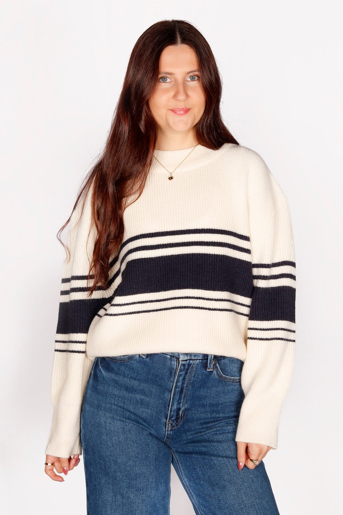 Evan Cream &amp; Navy Sweater - FINAL SALE