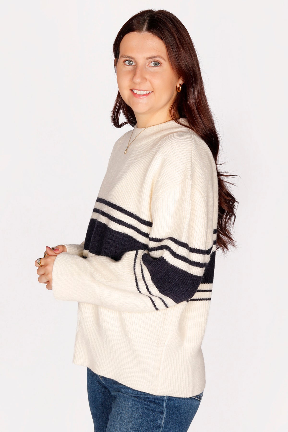 Evan Cream &amp; Navy Sweater - FINAL SALE