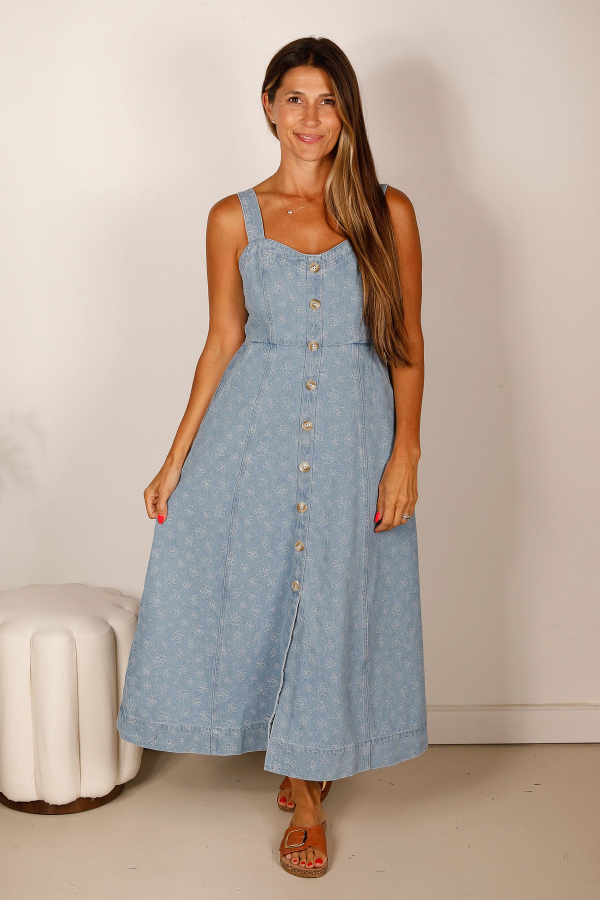 Kimberly Floral Denim Dress