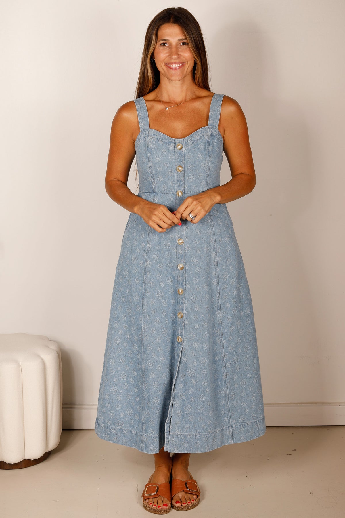 Kimberly Floral Denim Dress