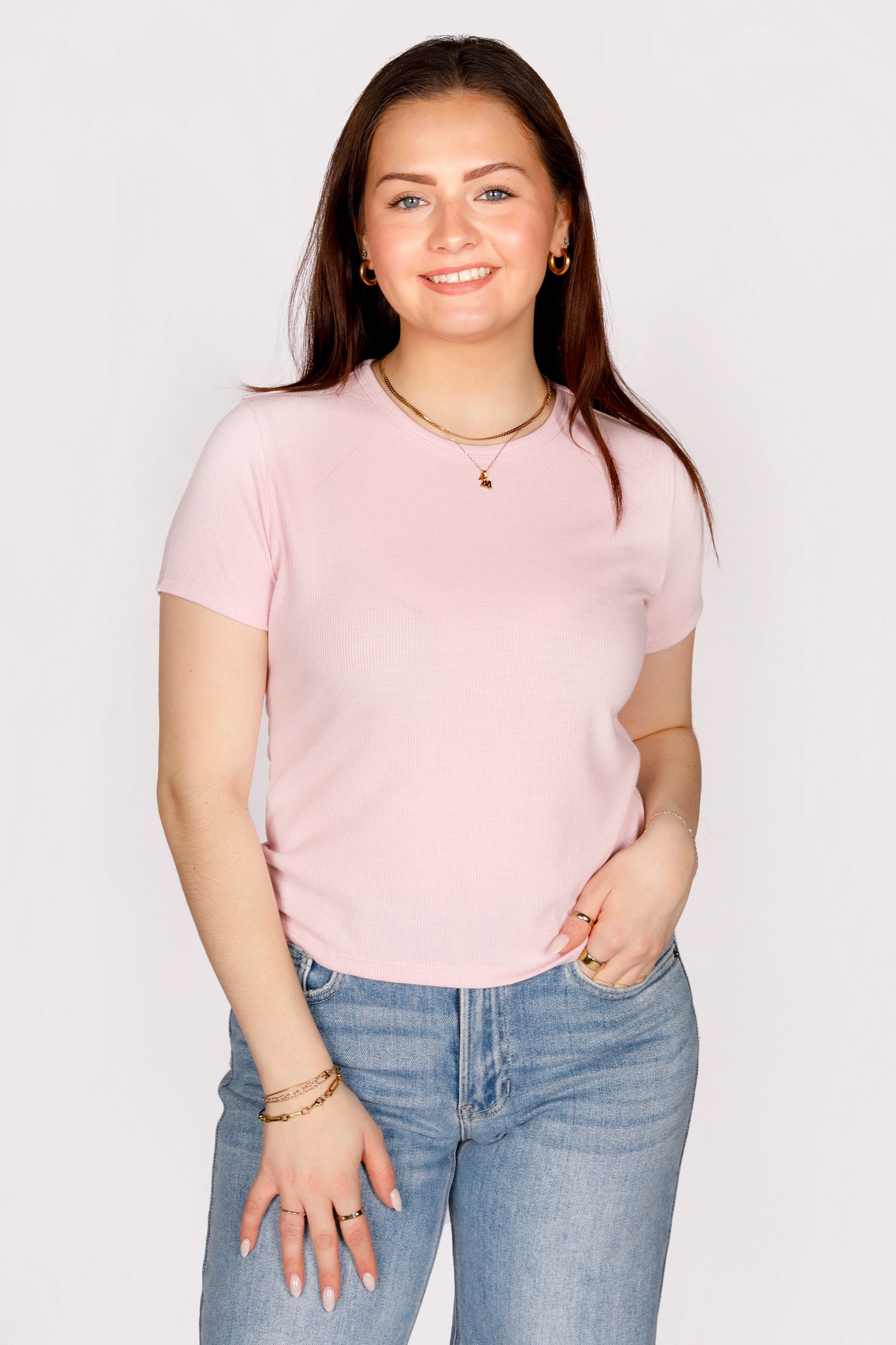 Jenna Pink Basic Tee