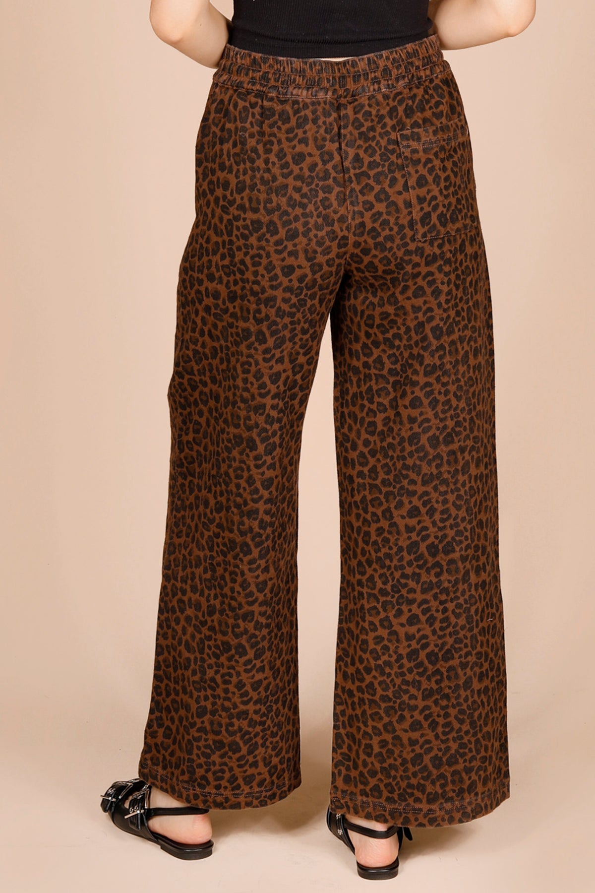 Leopard Print Wide Leg Denim Pant - FINAL SALE