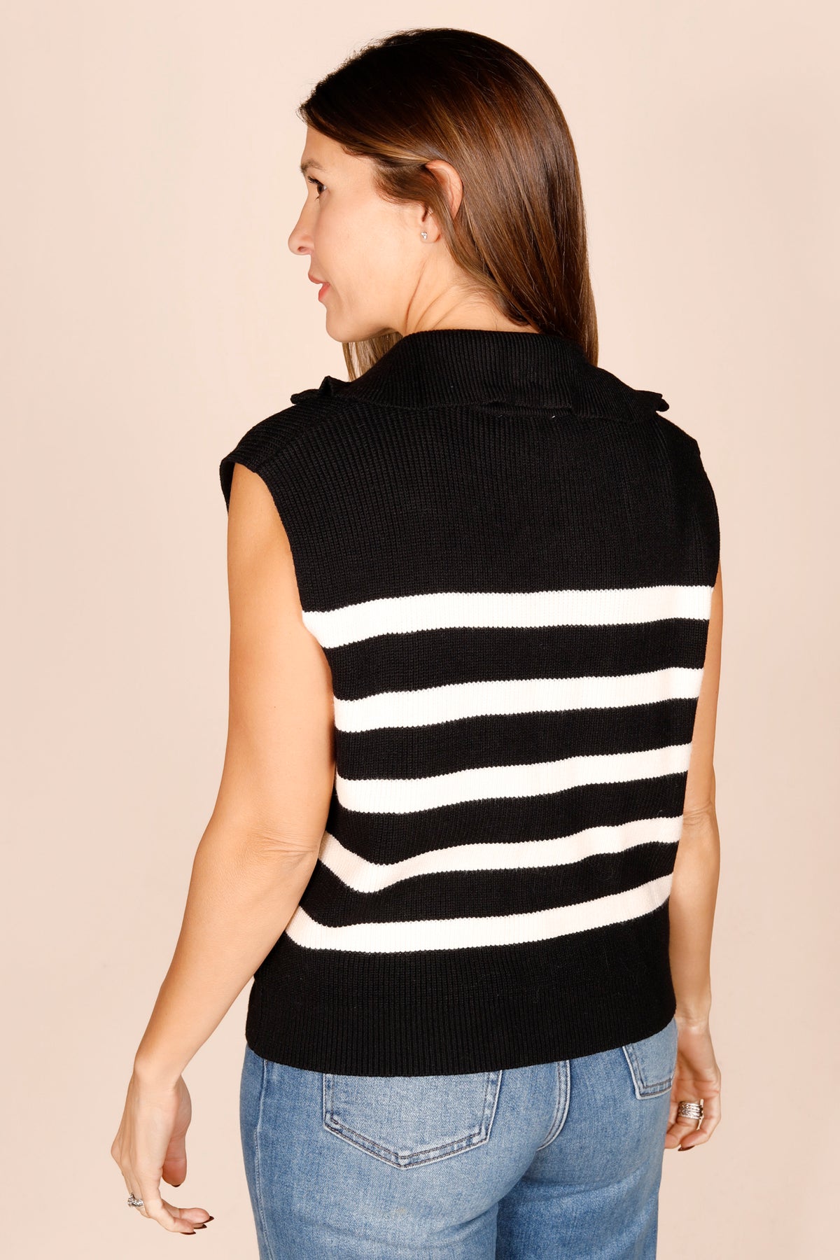 Ava Black and Cream Striped Top