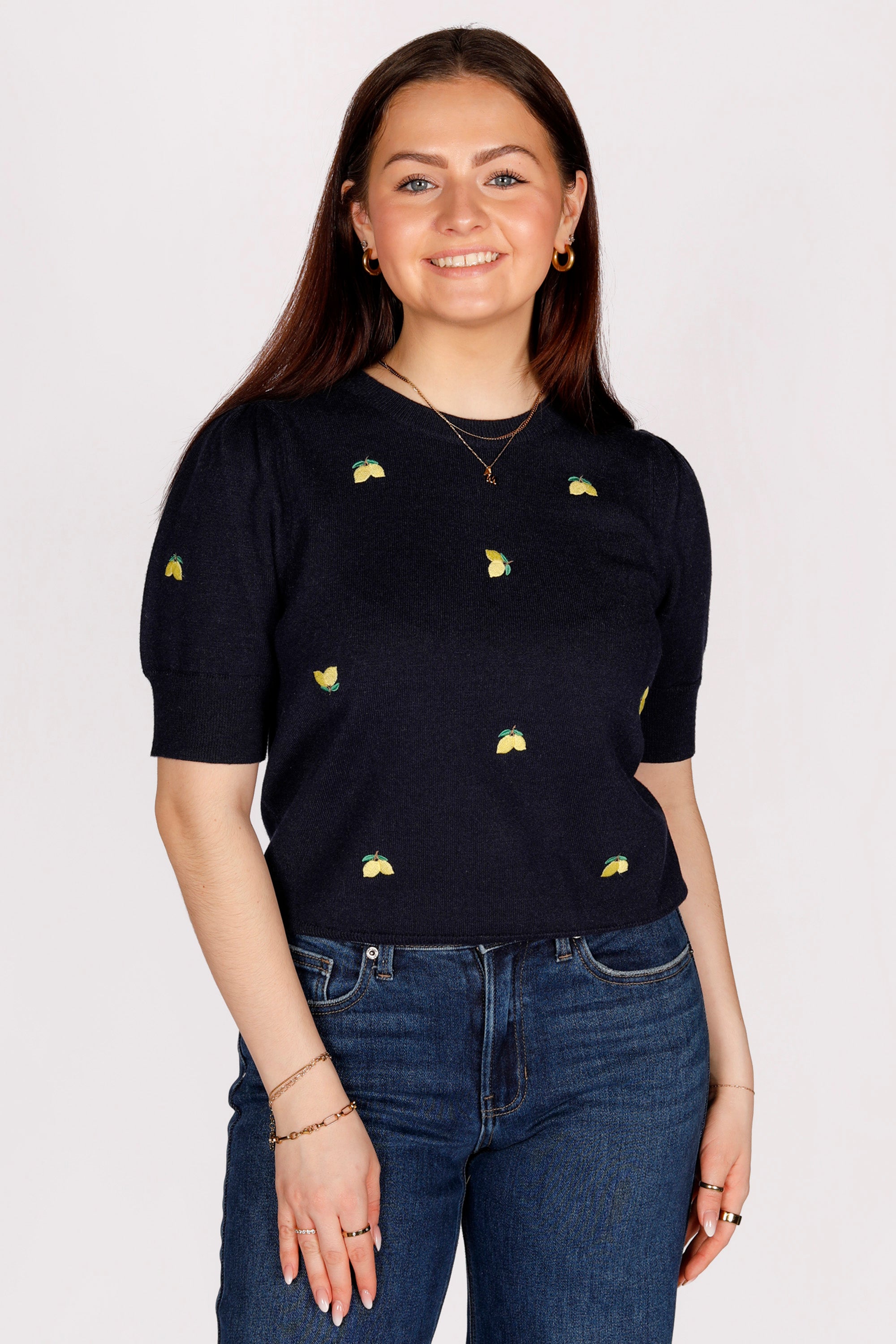 Lemon Embroidered Top