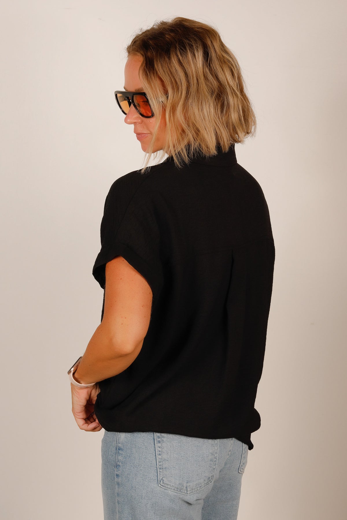 Black V-Neck Flowy Top