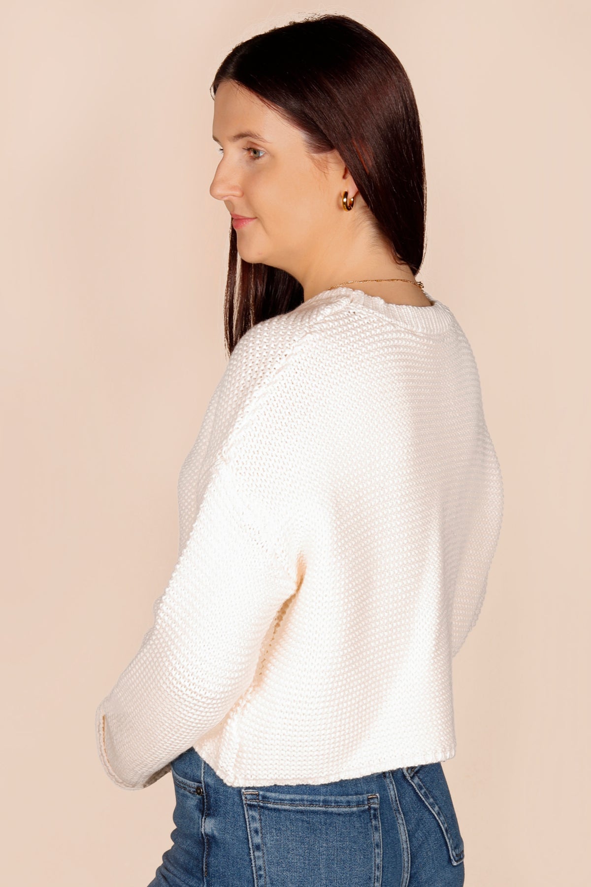 Kara White Chunky Knit Sweater